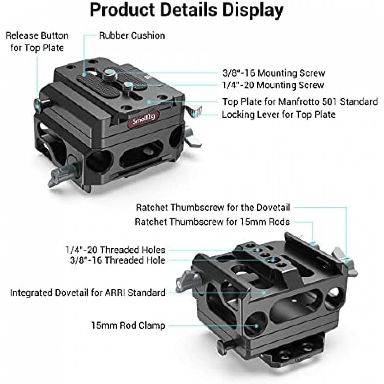 Elevador para Tripie de Camara SmallRig Universal y Ligero