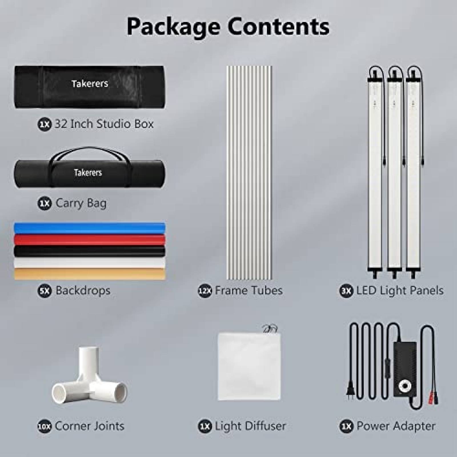 Caja De Luz Para Fotos Takerers 32 X 32 Pulgadas -Negro