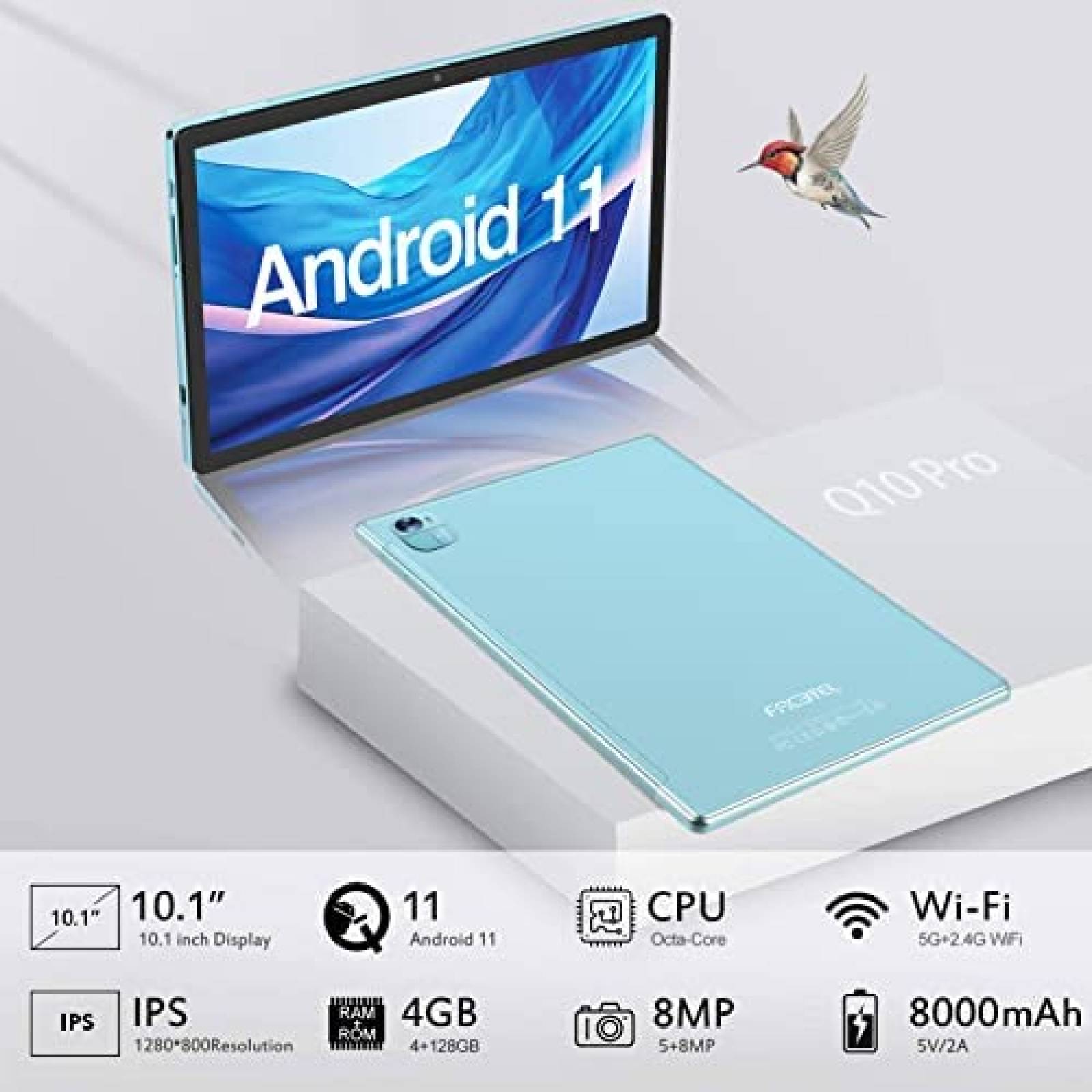 Tablet FACETEL Android 11 10'' 4GB 128GB WIFI -Negro