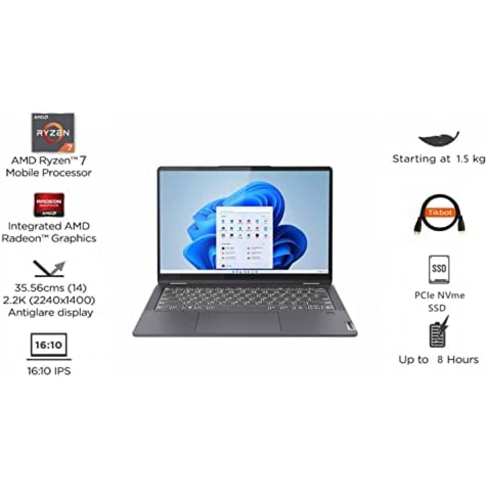 Laptop Lenovo IdeaPad 5 14'' Touch AMD R7 16GB 512GB W11