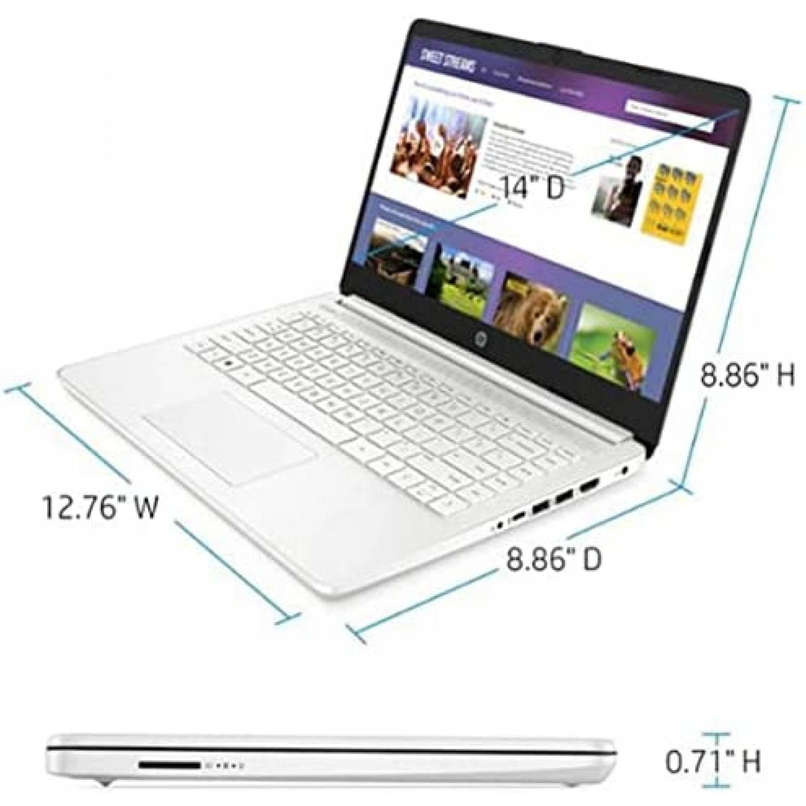 Laptop HP 14'' Intel Celeron N4020 4GB RAM 64GB eMMC -Blanco