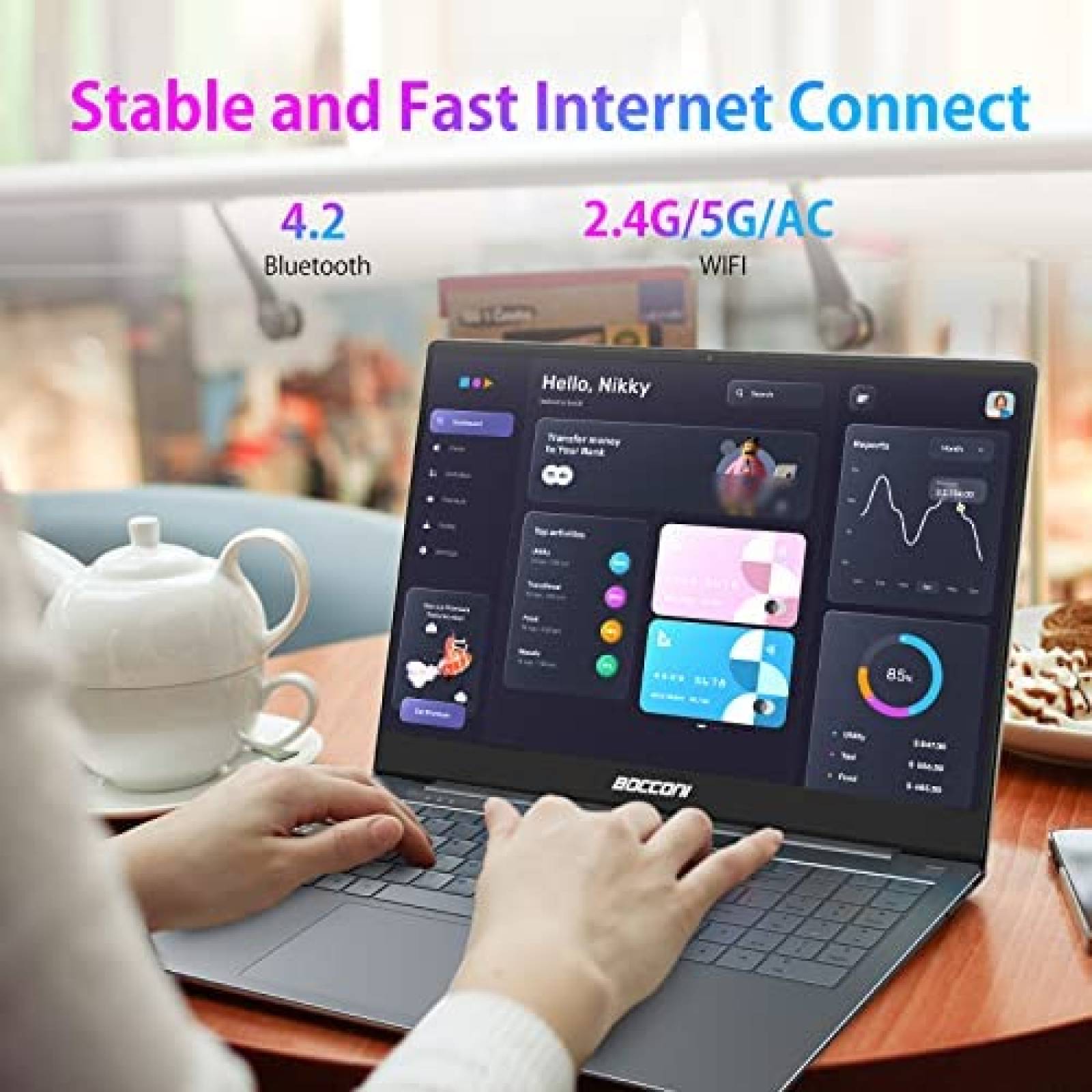 Laptop Bocconi LeadBook T6 15.6'' N3450 6GB 128GB SSD -Gris