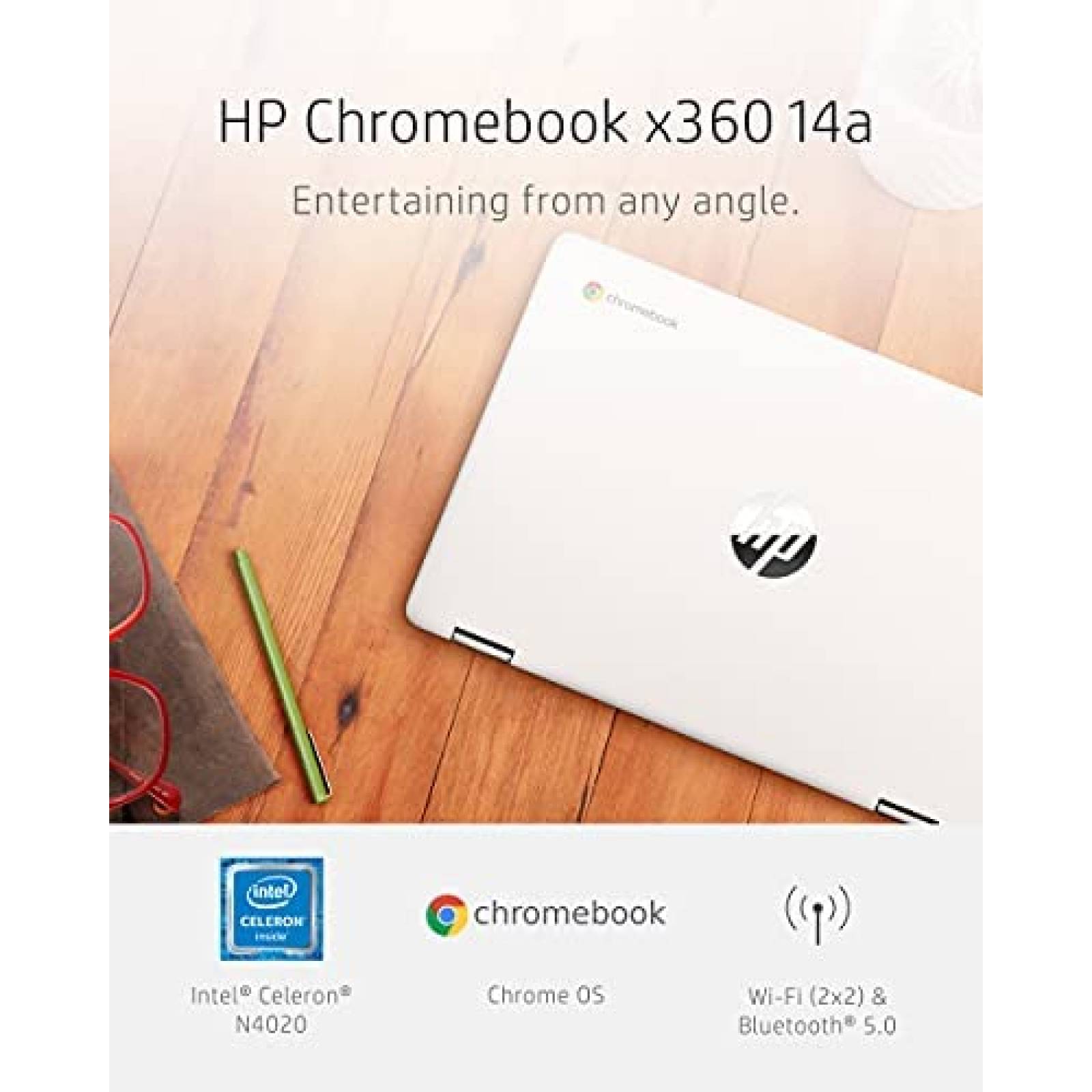 Laptop HP Chromebook 14'' Intel Celeron 4GB 32GB -Blanco