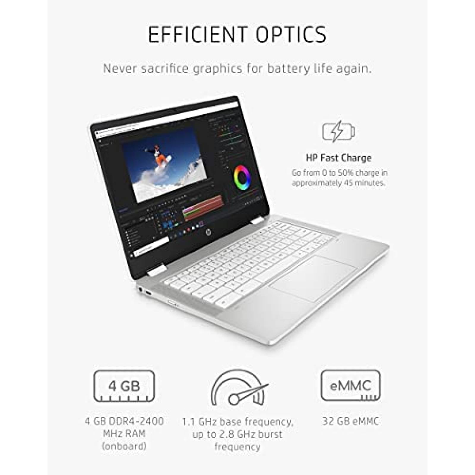 Laptop HP Chromebook 14'' Intel Celeron 4GB 32GB -Blanco