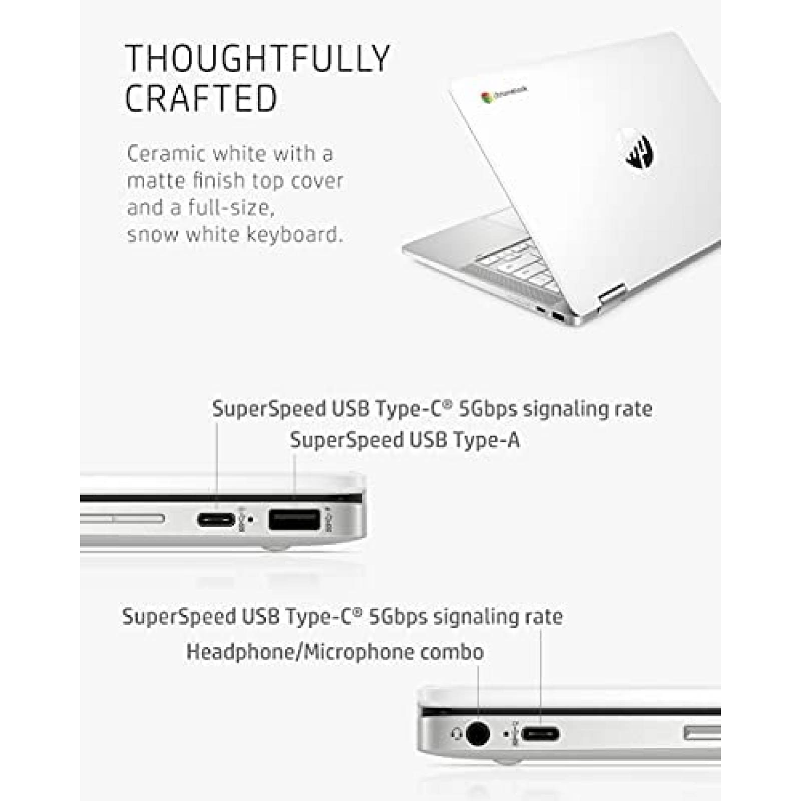 Laptop HP Chromebook 14'' Intel Celeron 4GB 32GB -Blanco