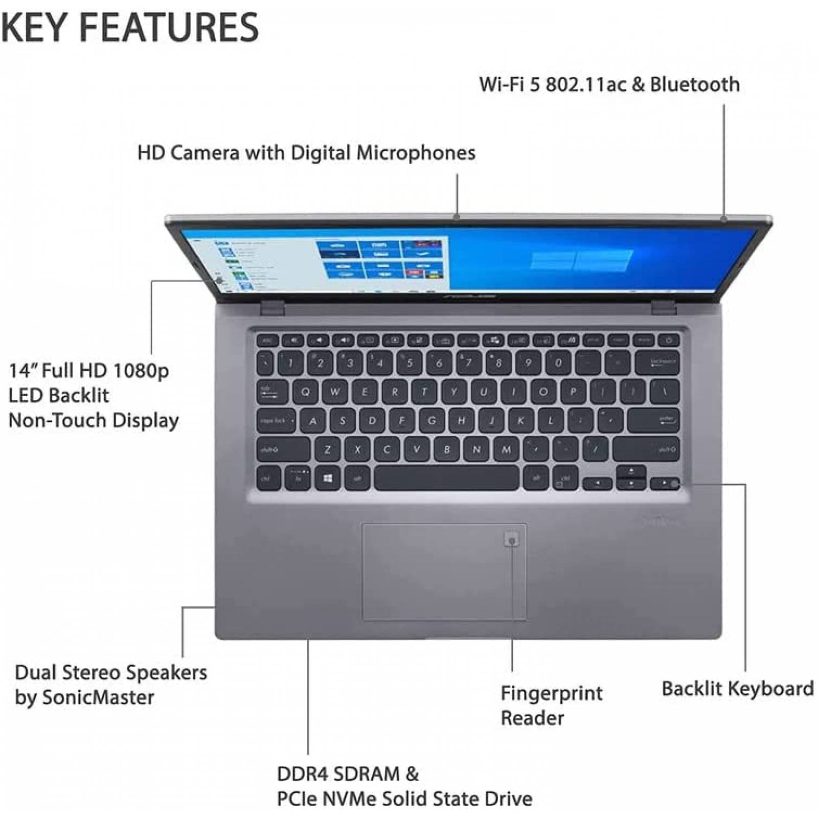 Laptop Asus Vivobook 14'' i3 12GB RAM 1TB PCle SSD -Negro