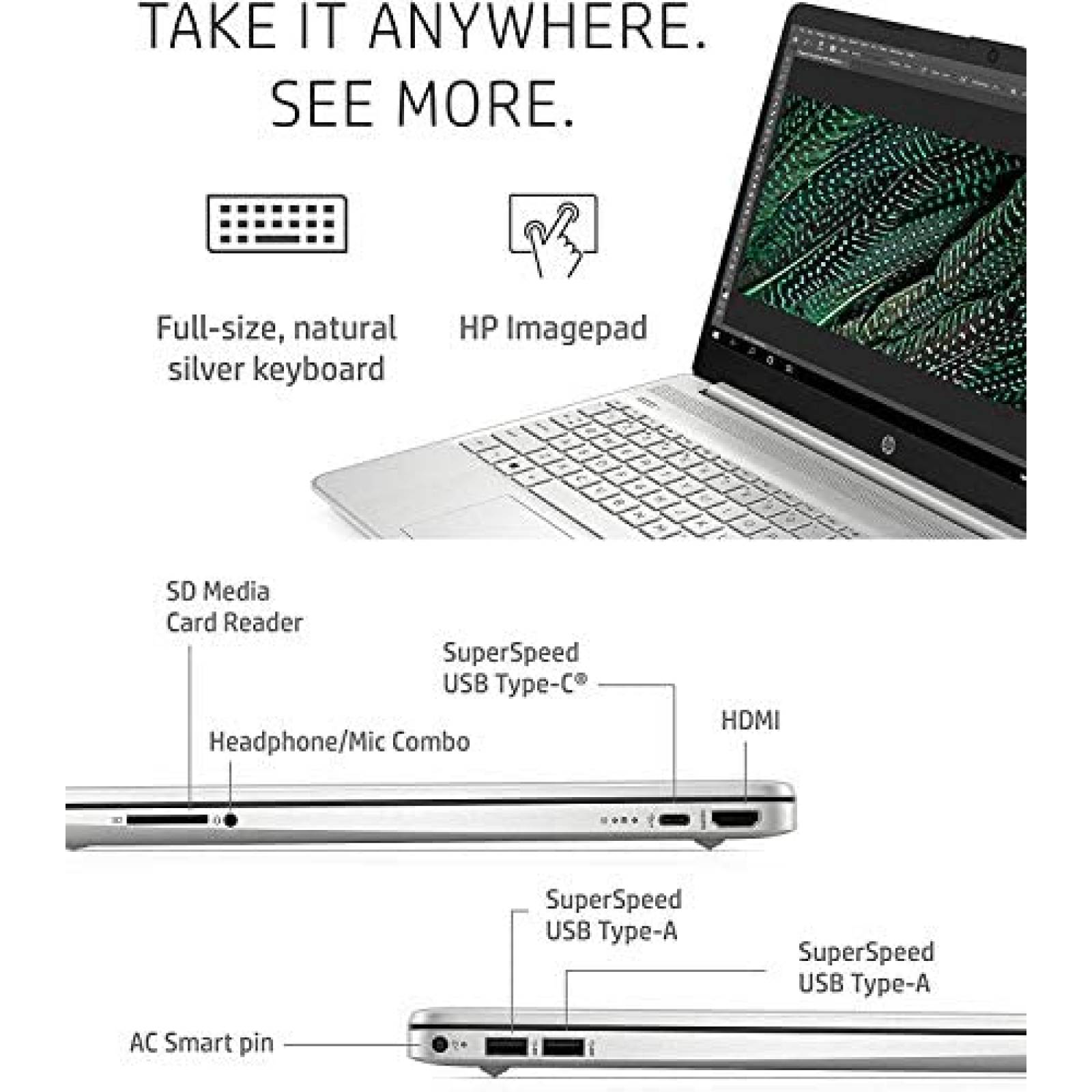 Laptop HP 15t-dy200 15.6'' Touch i7 16GB 1TB W11H -Plata