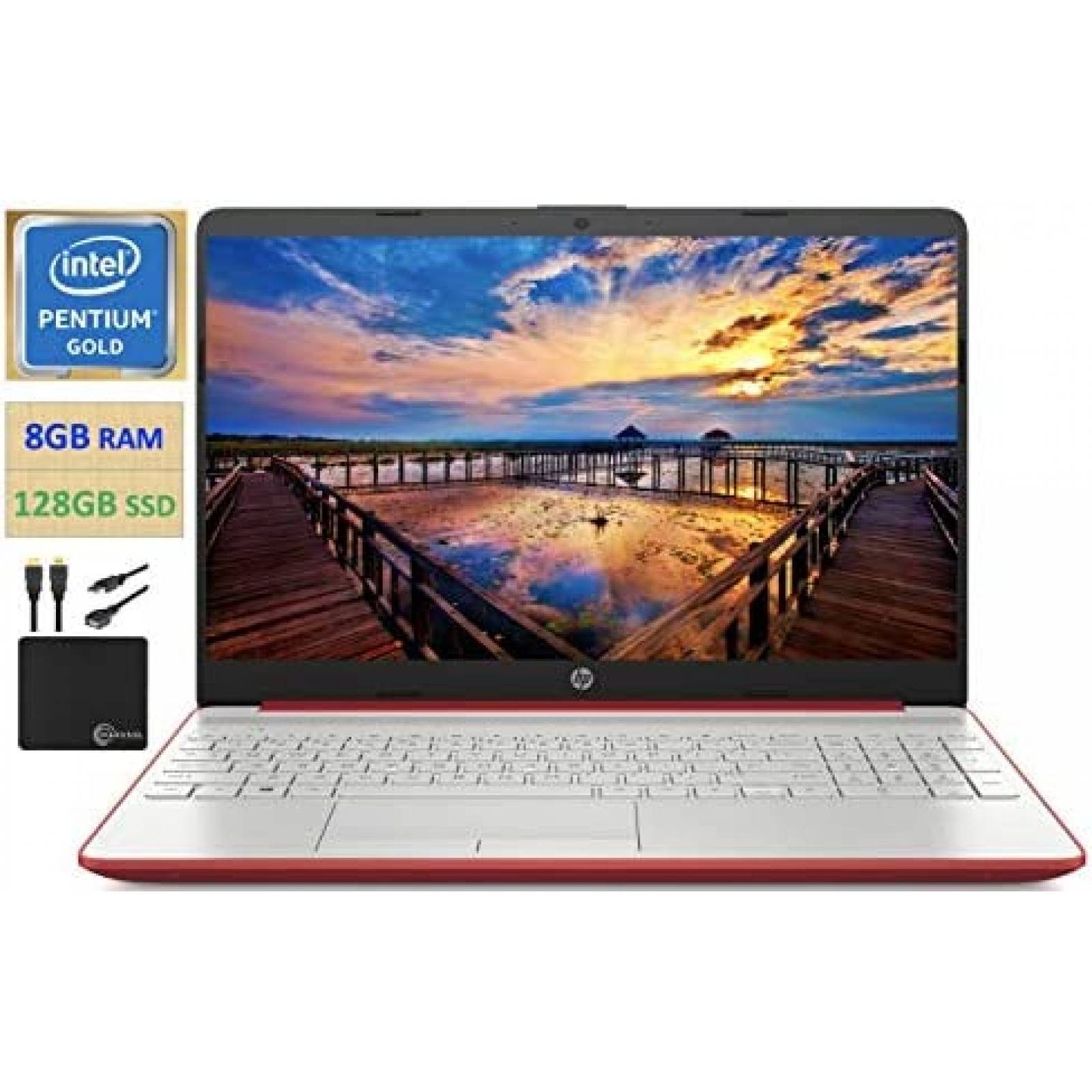 Laptop HP Premium 15.6'' Gold 6405U 8GB 128GB SSD -Rojo
