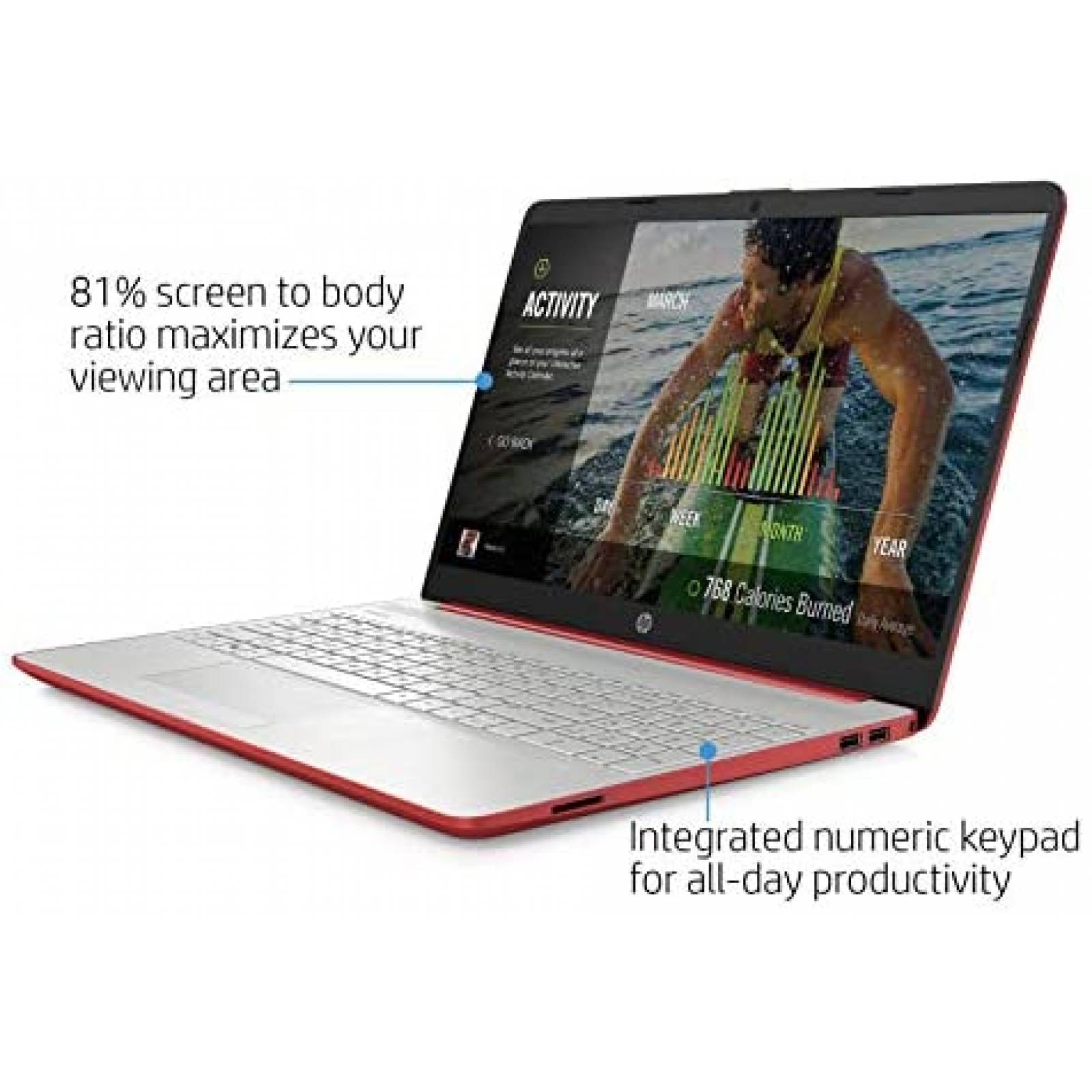 Laptop HP Premium 15.6'' Gold 6405U 8GB 128GB SSD -Rojo