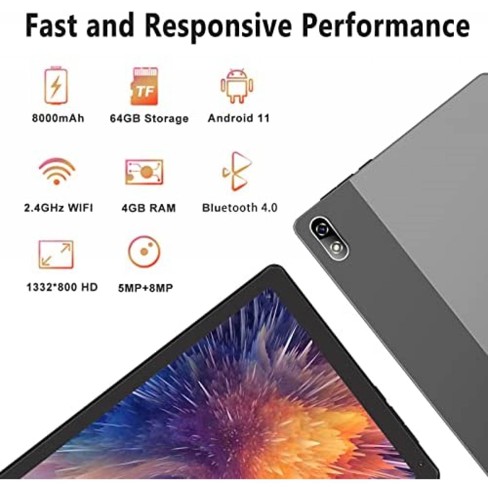 Tablet SEBBE 2 en 1 10.36'' 4GB 64GB 8000 mAh -Negro