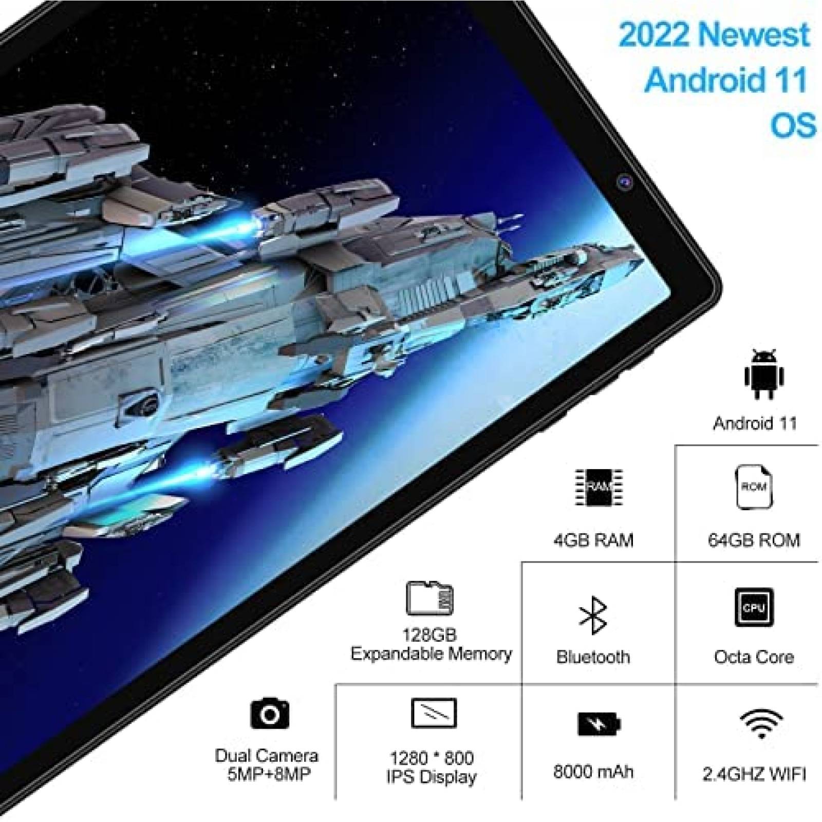 Tablet AOCWEI 10'' Android 11 4GB 64GB Touchscreen -Negro