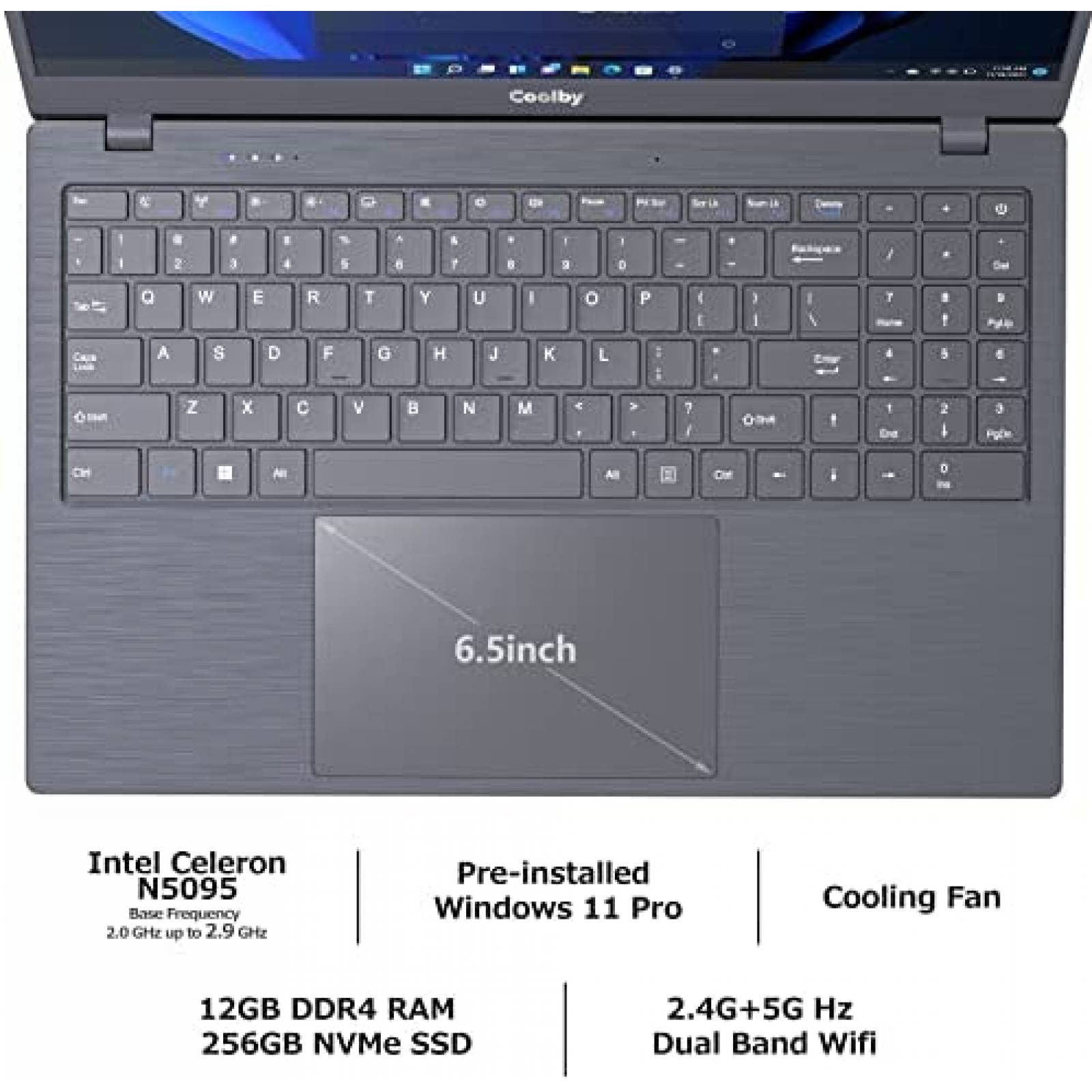 Laptop Coolby 15.6'' IN5095 12GB 256GB SSD Intel UHD -Gris