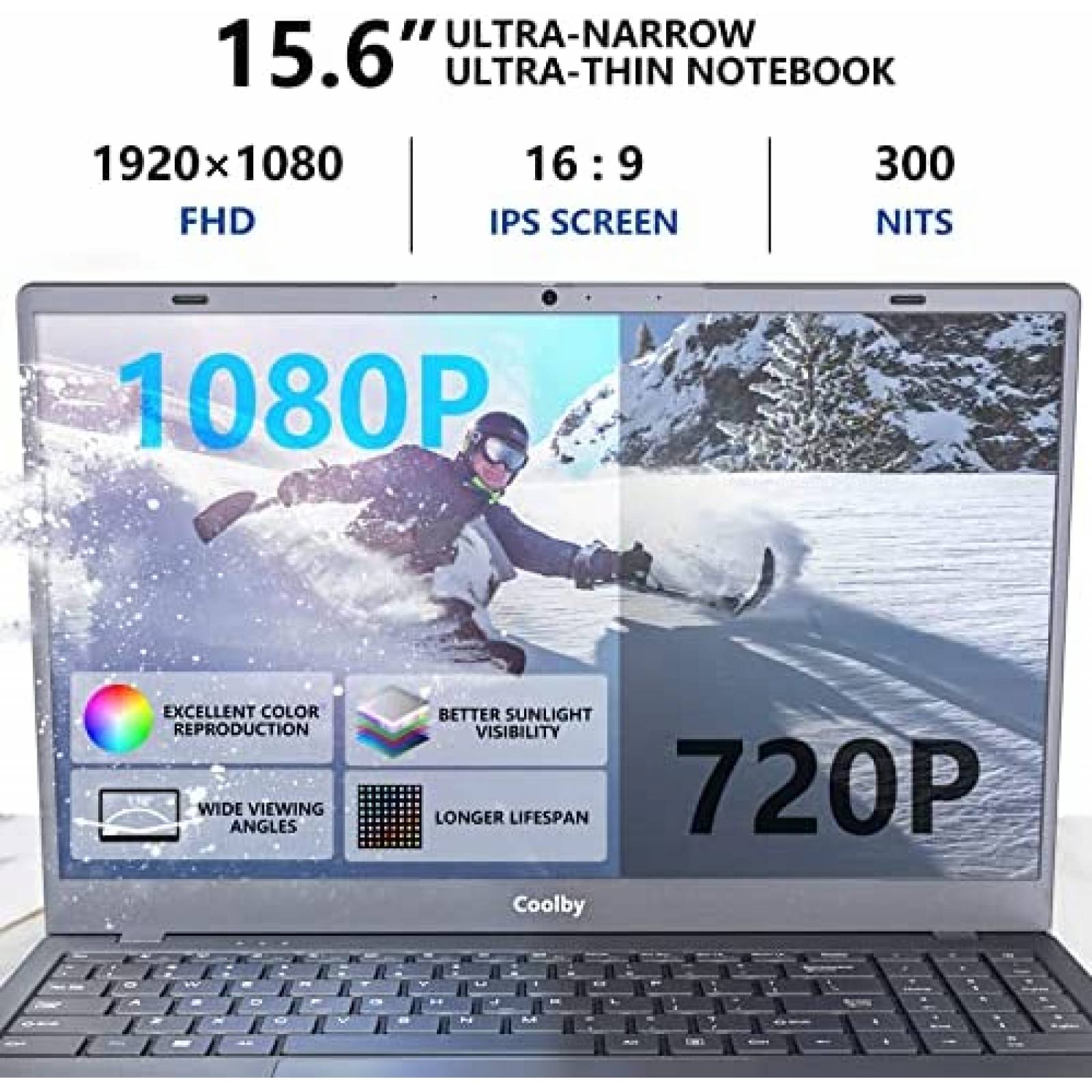 Laptop Coolby 15.6'' IN5095 12GB 256GB SSD Intel UHD -Gris