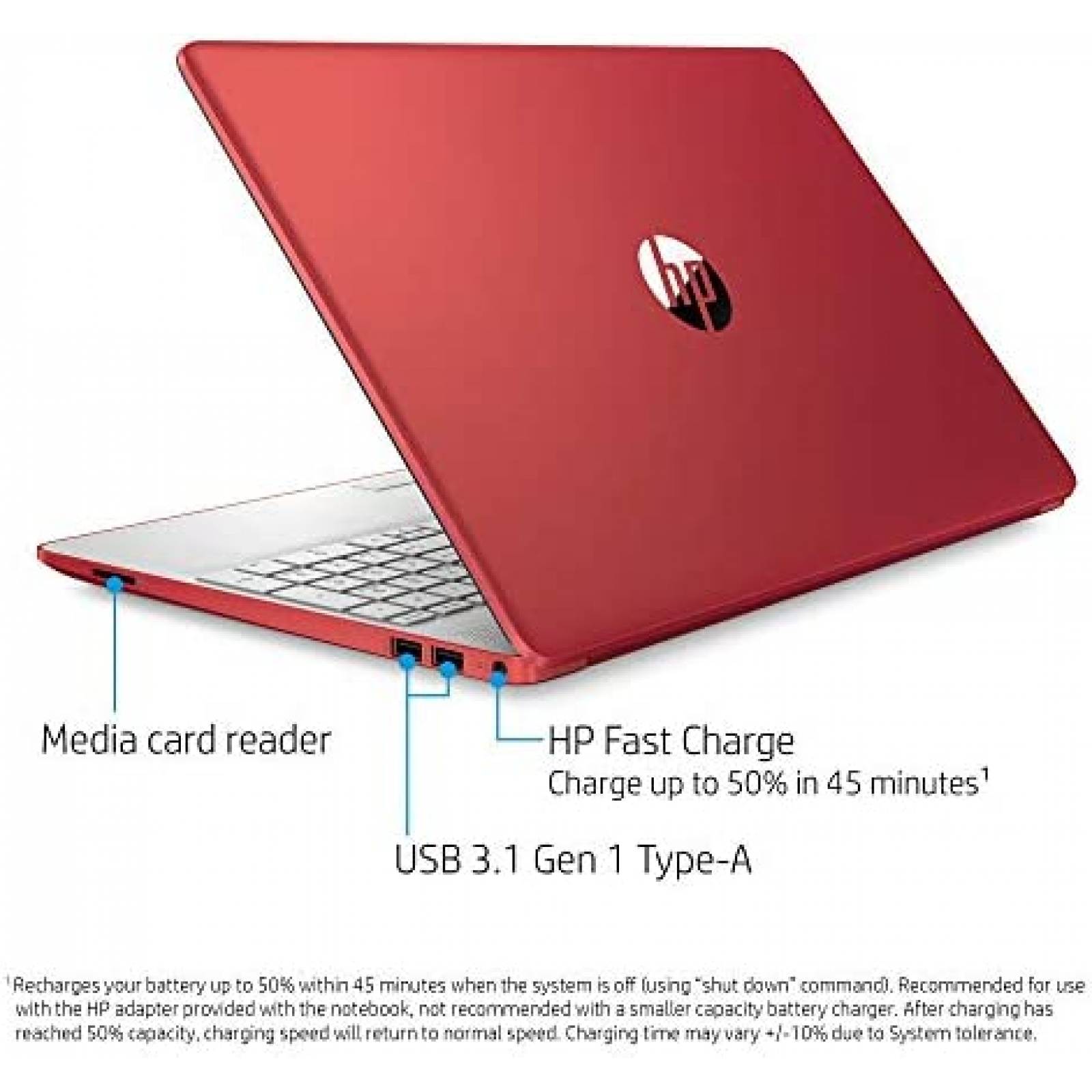 Laptop HP Pavilion 2021 15.6" HD 4GB 128GB USB Win 10 -Roja
