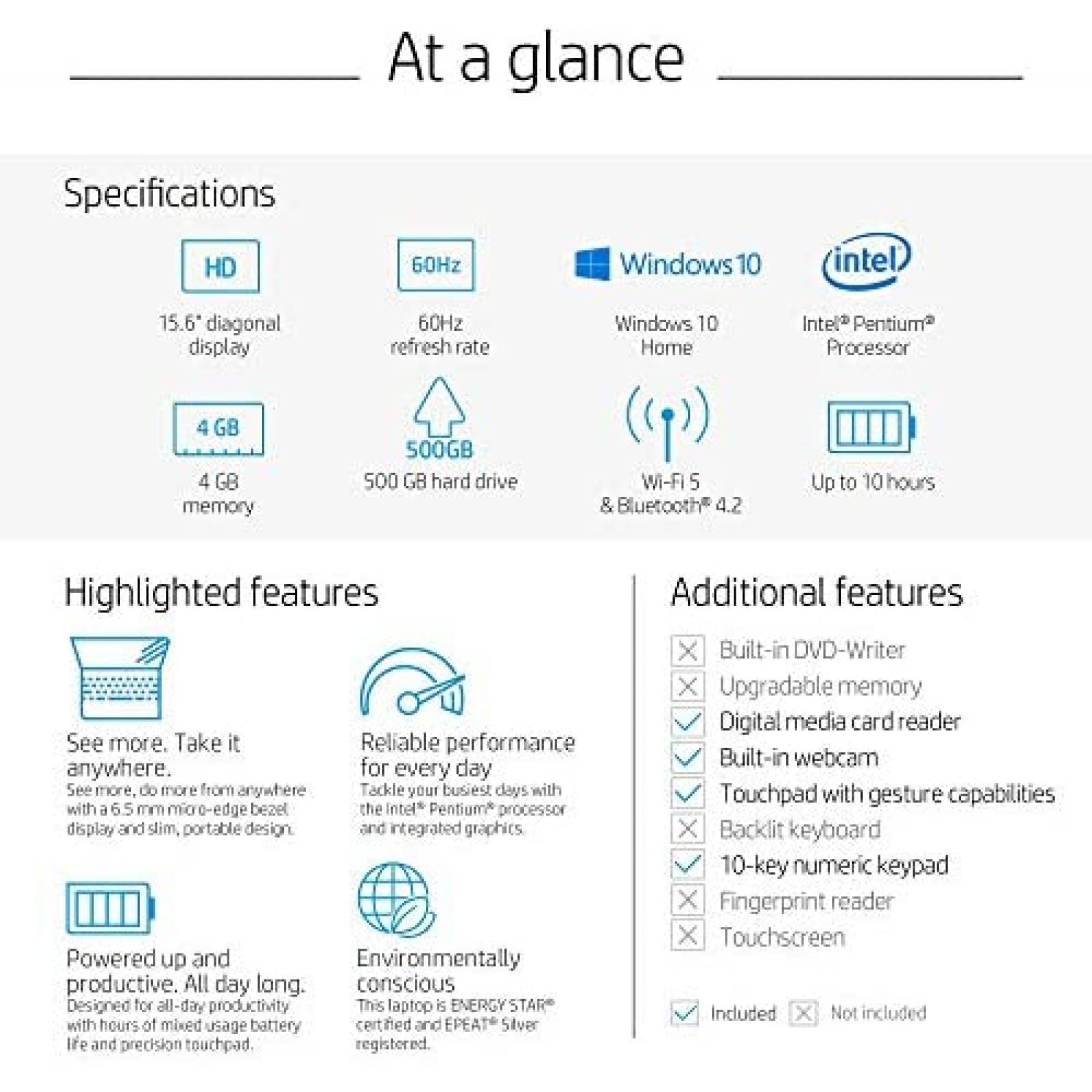 Laptop HP Pavilion 2021 15.6" HD 4GB 128GB USB Win 10 -Roja