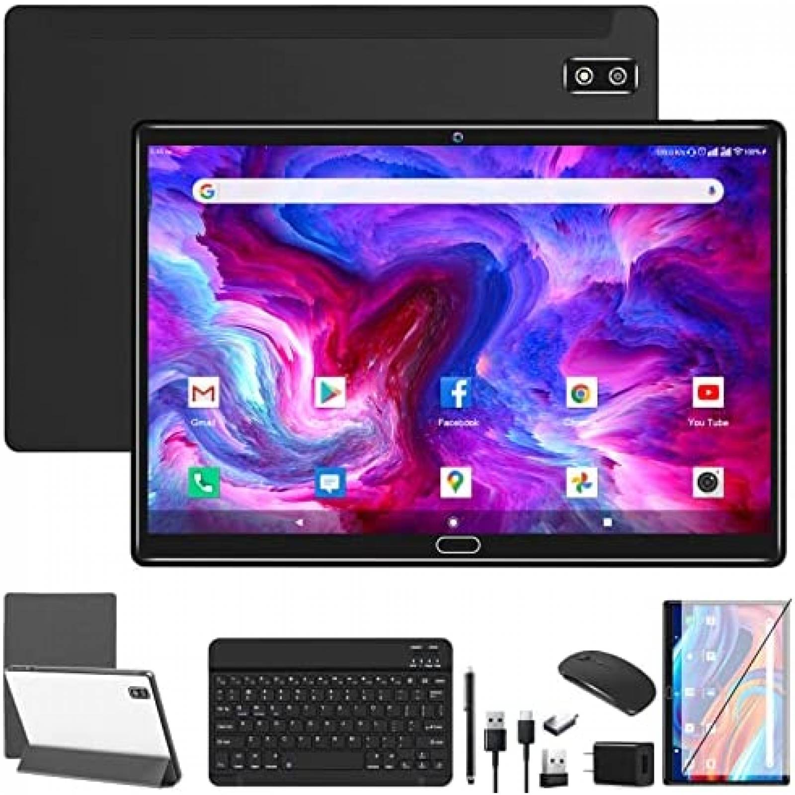 Jectse Tableta con teclado, tableta de 10.1 pulgadas 4GB RAM 64GB ROM Octa  Core Tablet con teclado Bluetooth, tableta de computadora portátil de