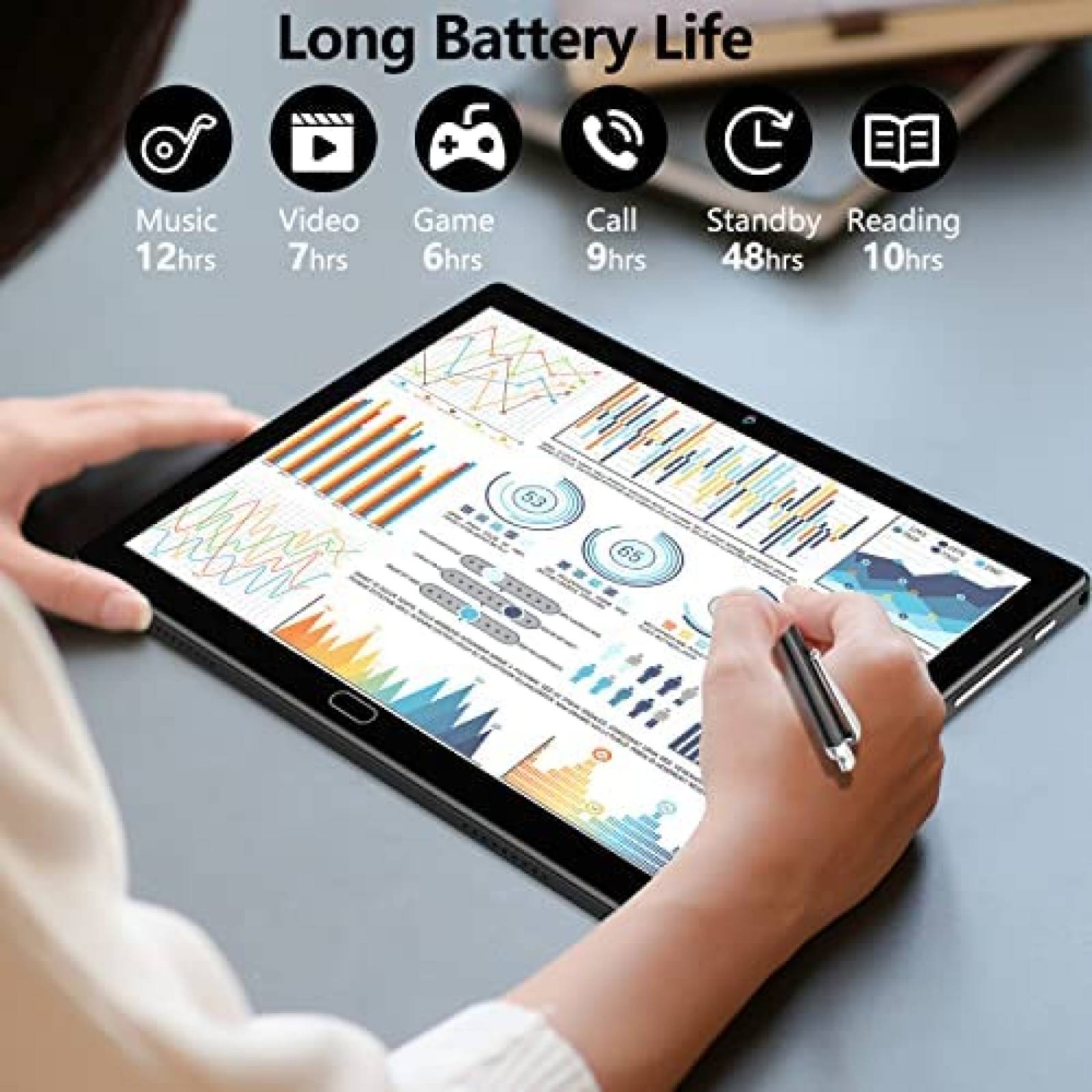 Tablet Qukenk 10.1'' Octa-core 4GB RAM 64GB ROM 13MP -Negro