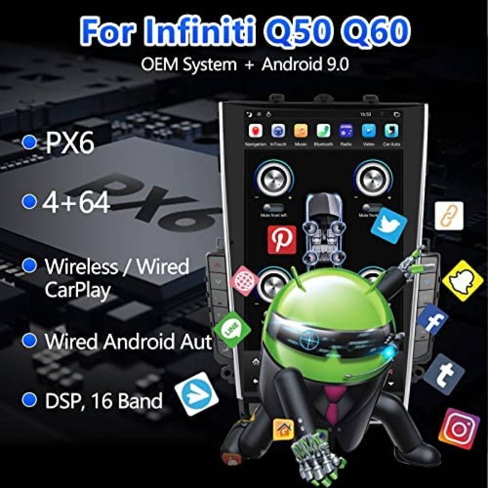 Estereo para Carro Cidava 13.6'' Touch 4GB RAM 64GB ROM