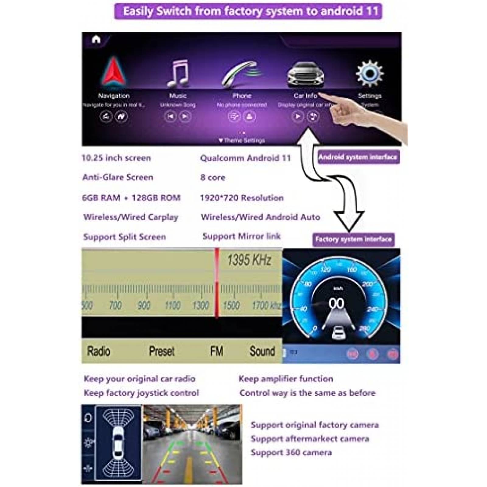 Estereo para Carro Road Top 10.25'' 6GB+128GB Bluetooth