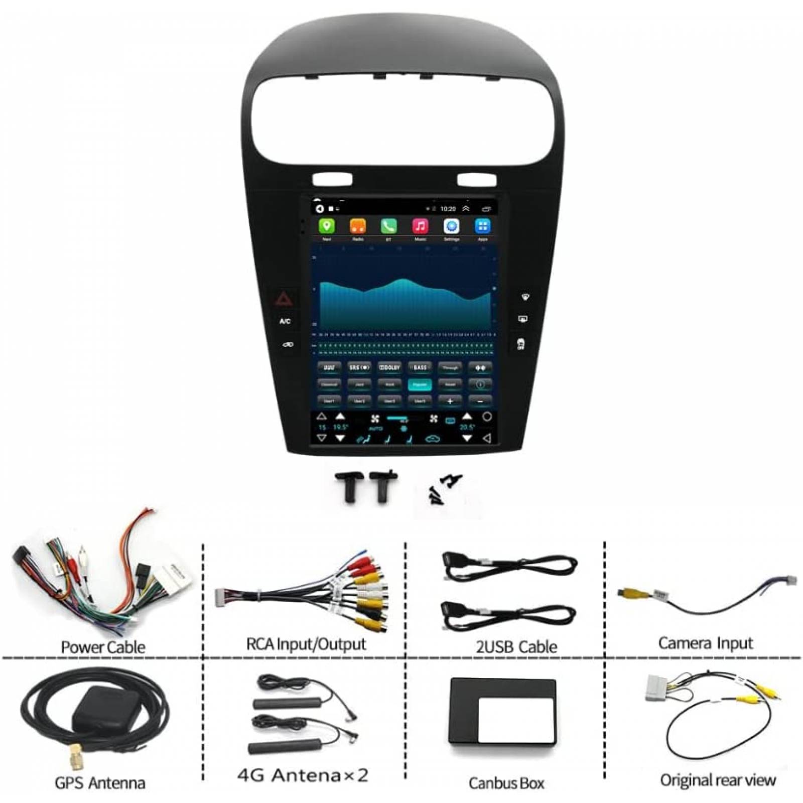 Estereo para Carro Topdisplay 10.4'' 4GB RAM 64GB ROM 4G LTE