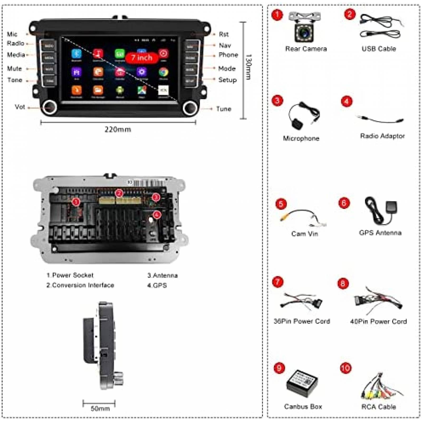Estereo Para Auto Hikity Para VW Passat Golf Polo Jetta