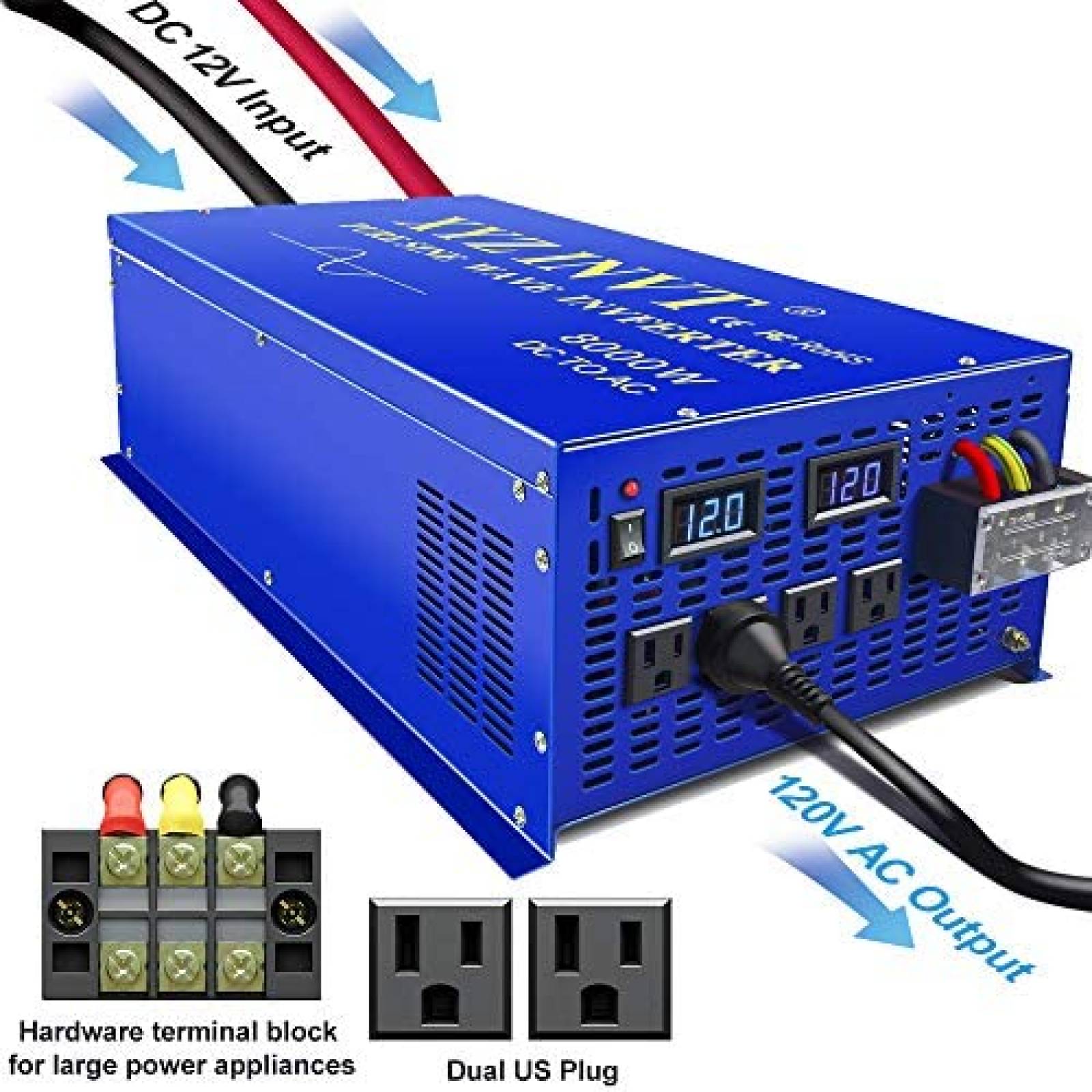 Inversor de Corriente XYZ INVT de Onda Sinusoidal 8000w 12v