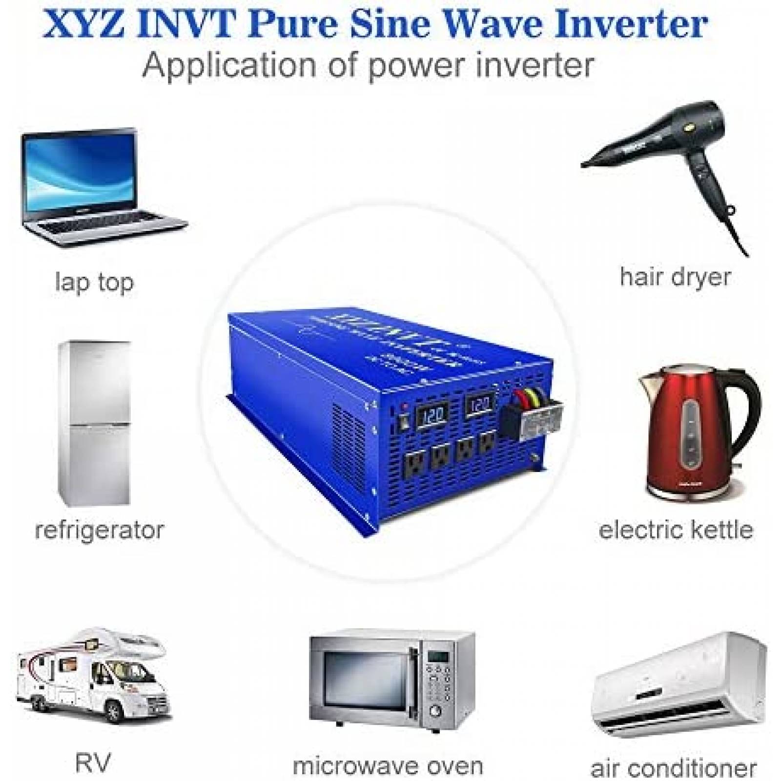 Inversor de Corriente XYZ INVT de Onda Sinusoidal 8000w 12v