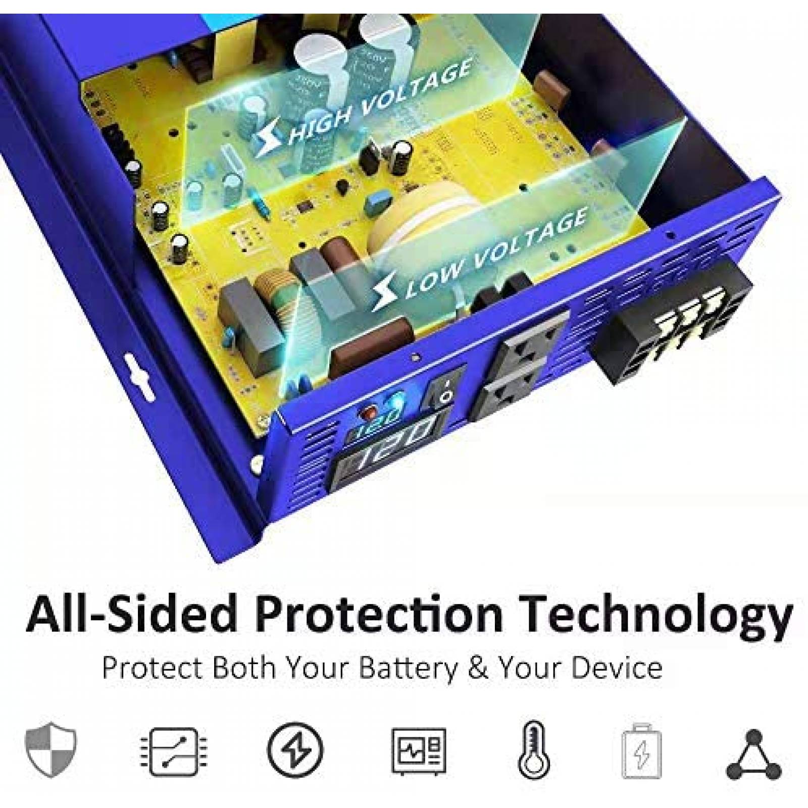 Inversor de Corriente XYZ INVT de Onda Sinusoidal 8000w 12v