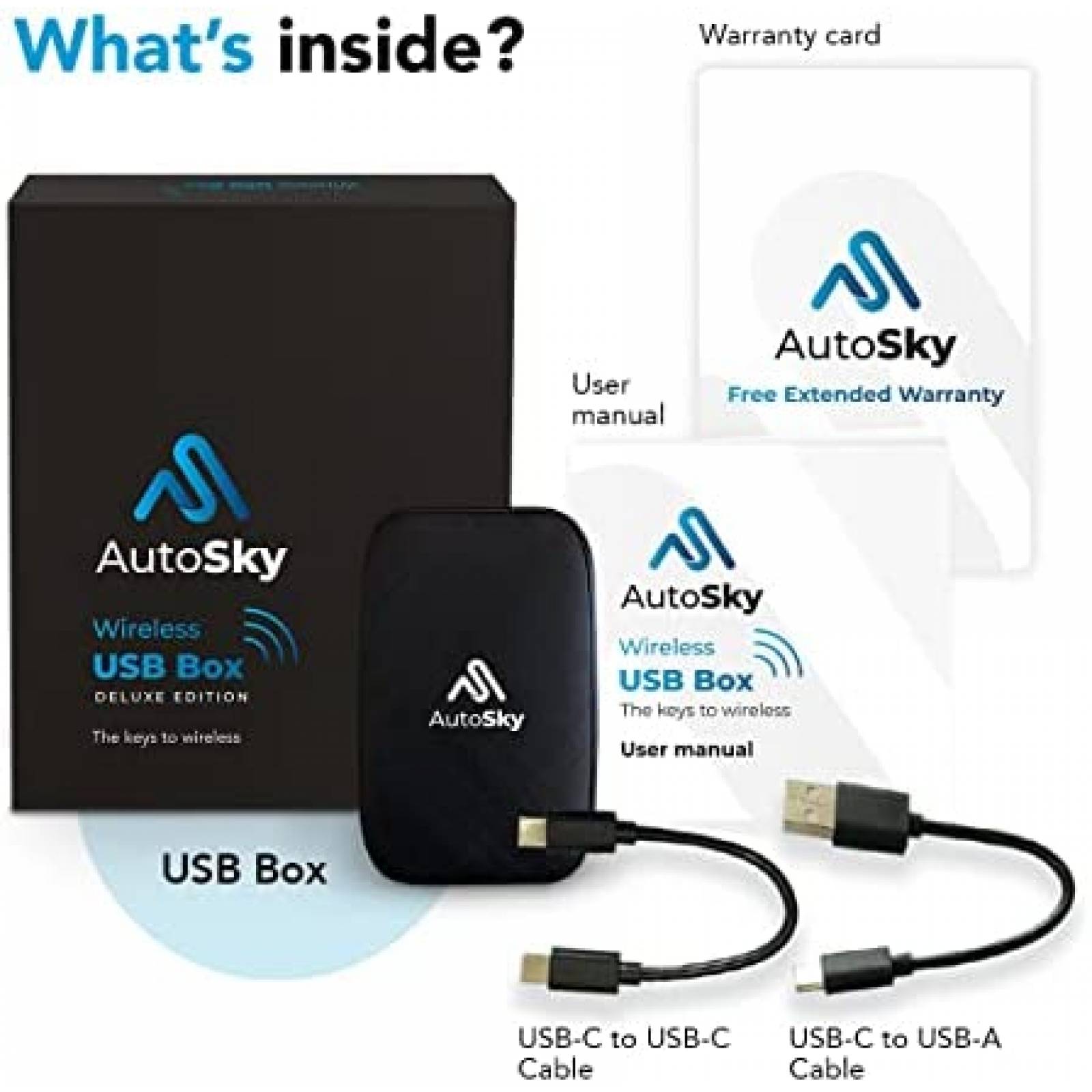 Carplay Adaptador Inalambrico AutoSky Para Automoviles Negro