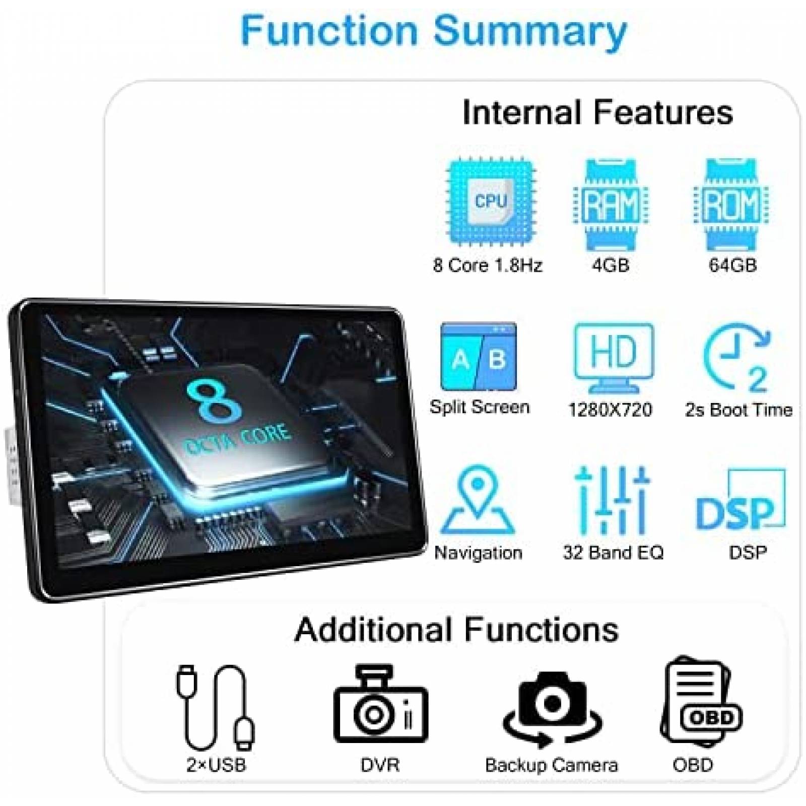 Estereo Auto JOYING 10.5'' Android 8 Core Touch Wifi SIM -N