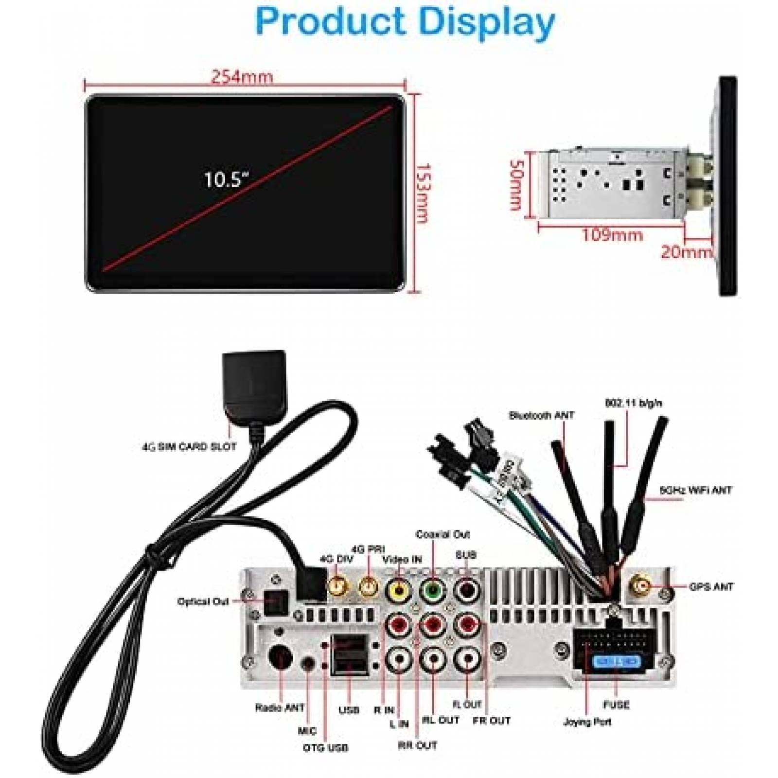 Estereo Auto JOYING 10.5'' Android 8 Core Touch Wifi SIM -N