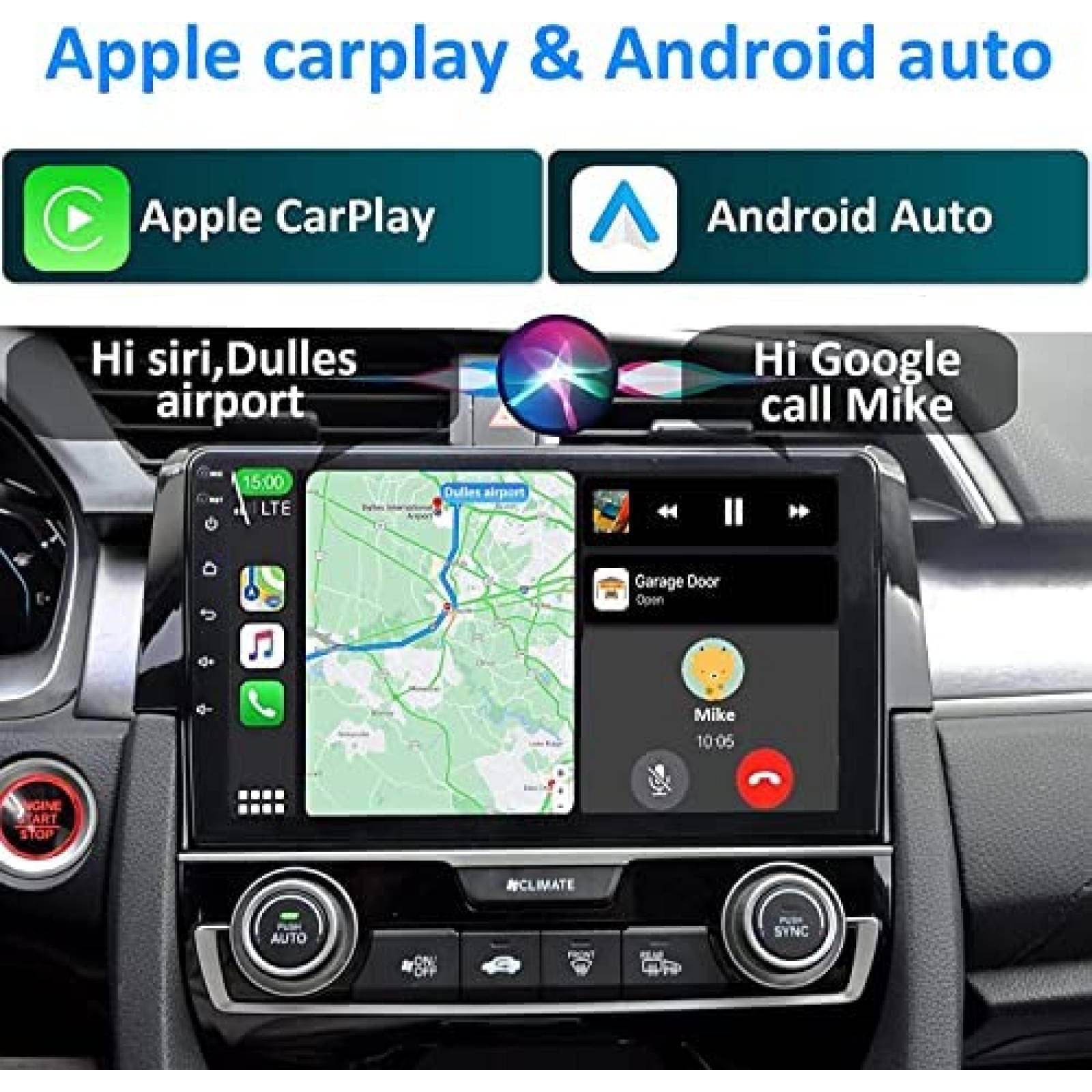 Estereo para Auto Woibugee 10'' QLED Tactil Carplay -Negro