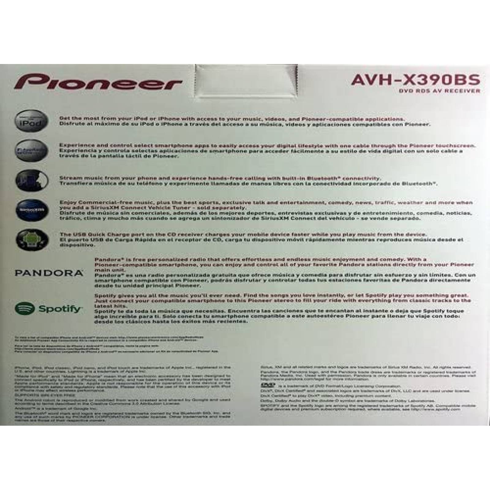 Estereo De Coche PIONEER Doble Din Bluetooth 6.2 Pulgadas