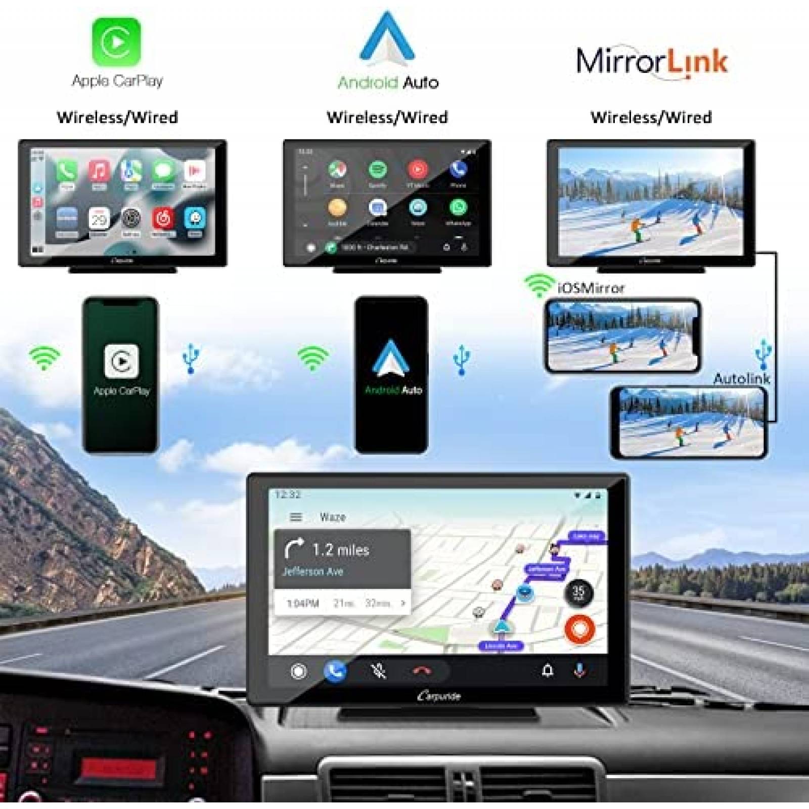 Estereo Portatil para Carro CARPURIDE 9" Pantalla Tactil