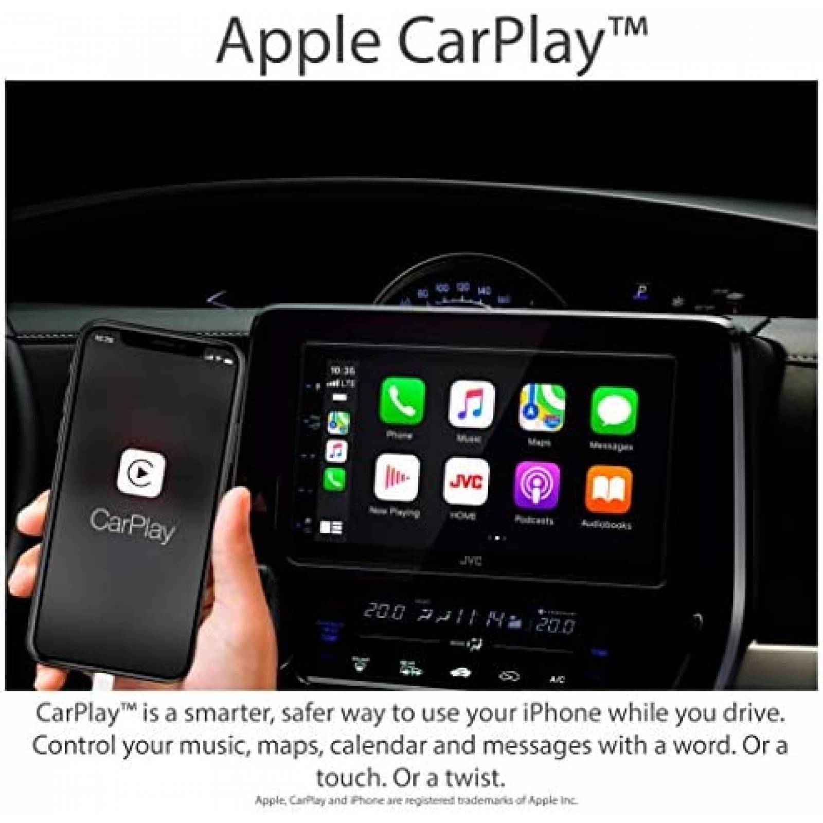 Estereo De Coche JVC Doble Din Bluetooth 6.8 Pulgadas -Negro