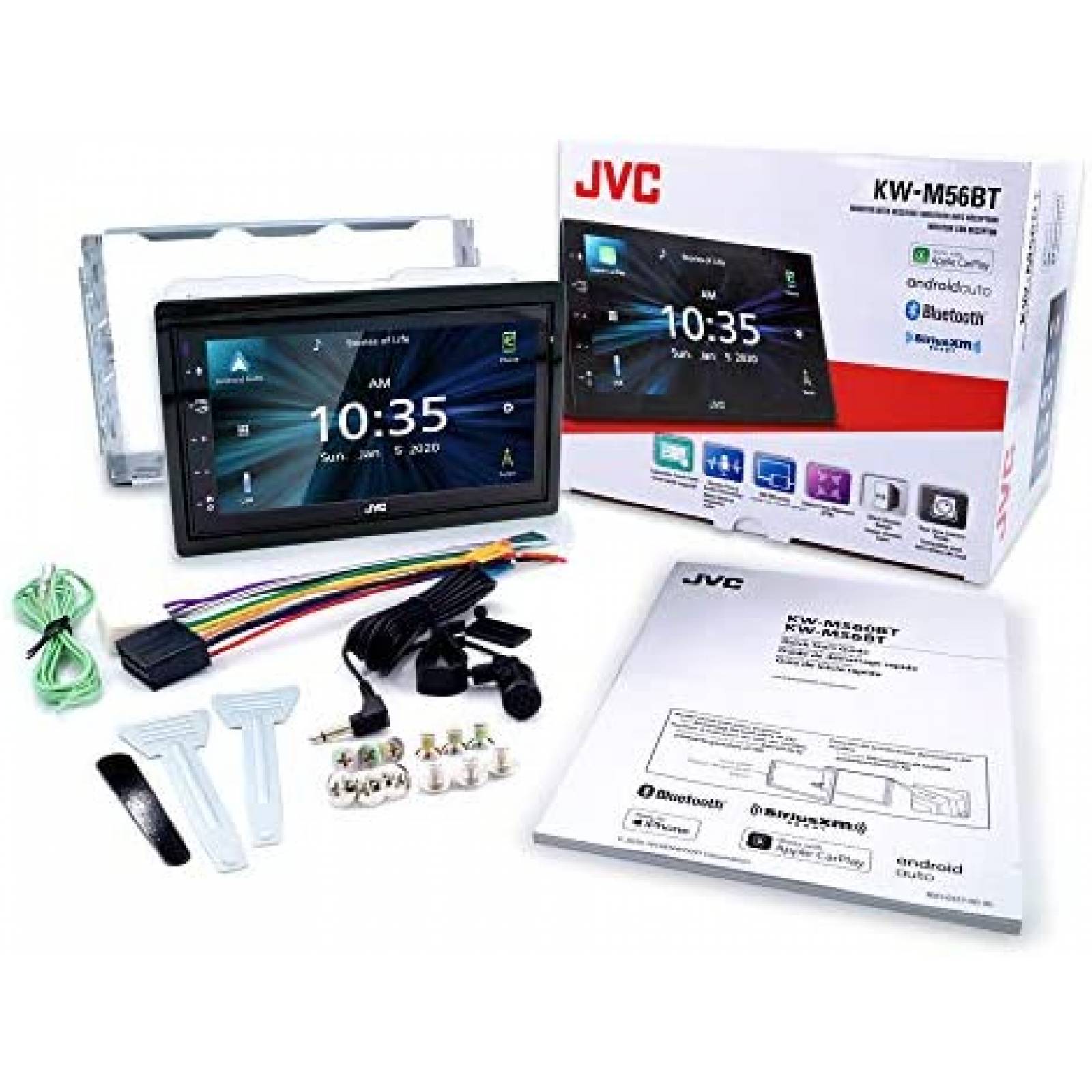 Estereo De Coche JVC Doble Din Bluetooth 6.8 Pulgadas -Negro