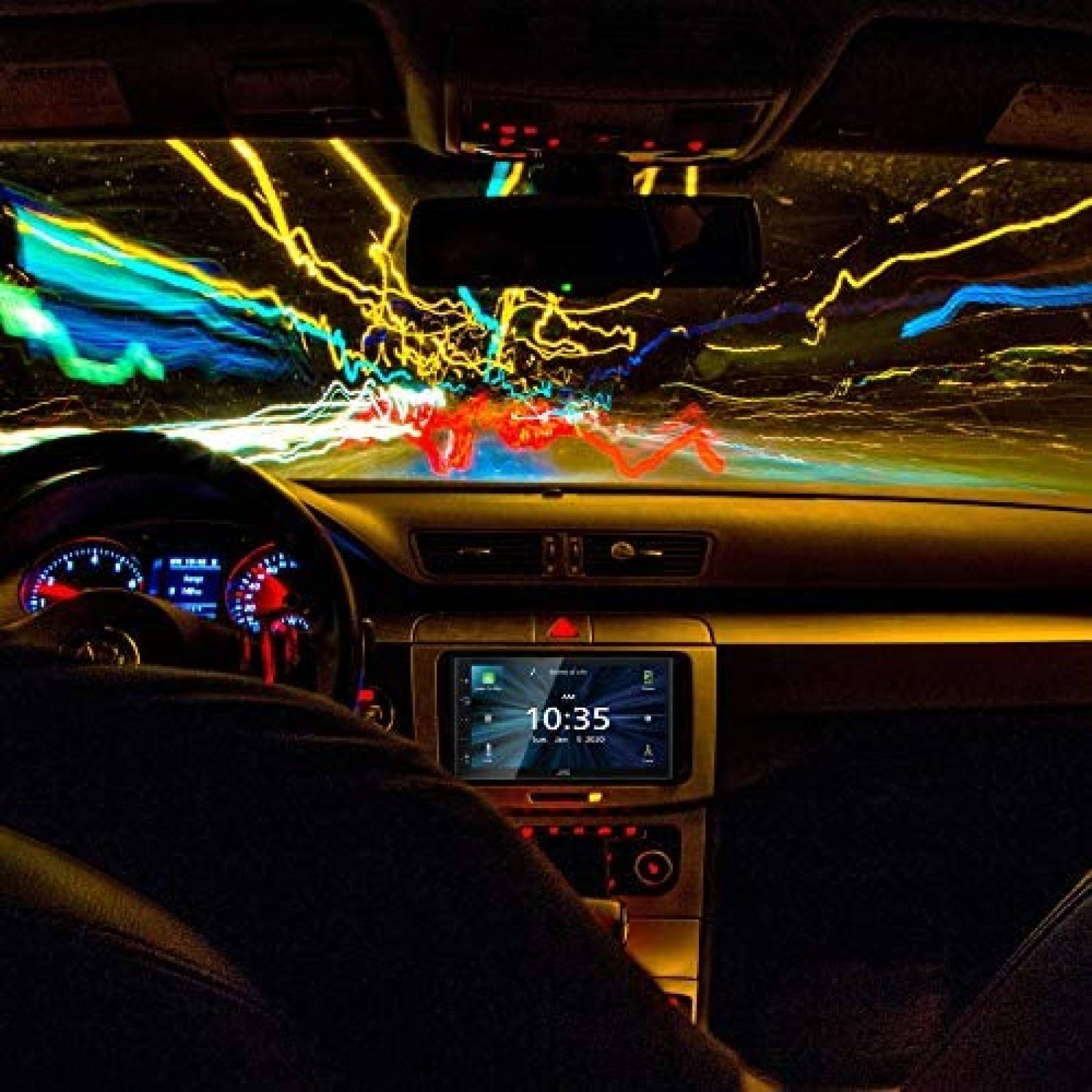 Estereo De Coche JVC Doble Din Bluetooth 6.8 Pulgadas -Negro