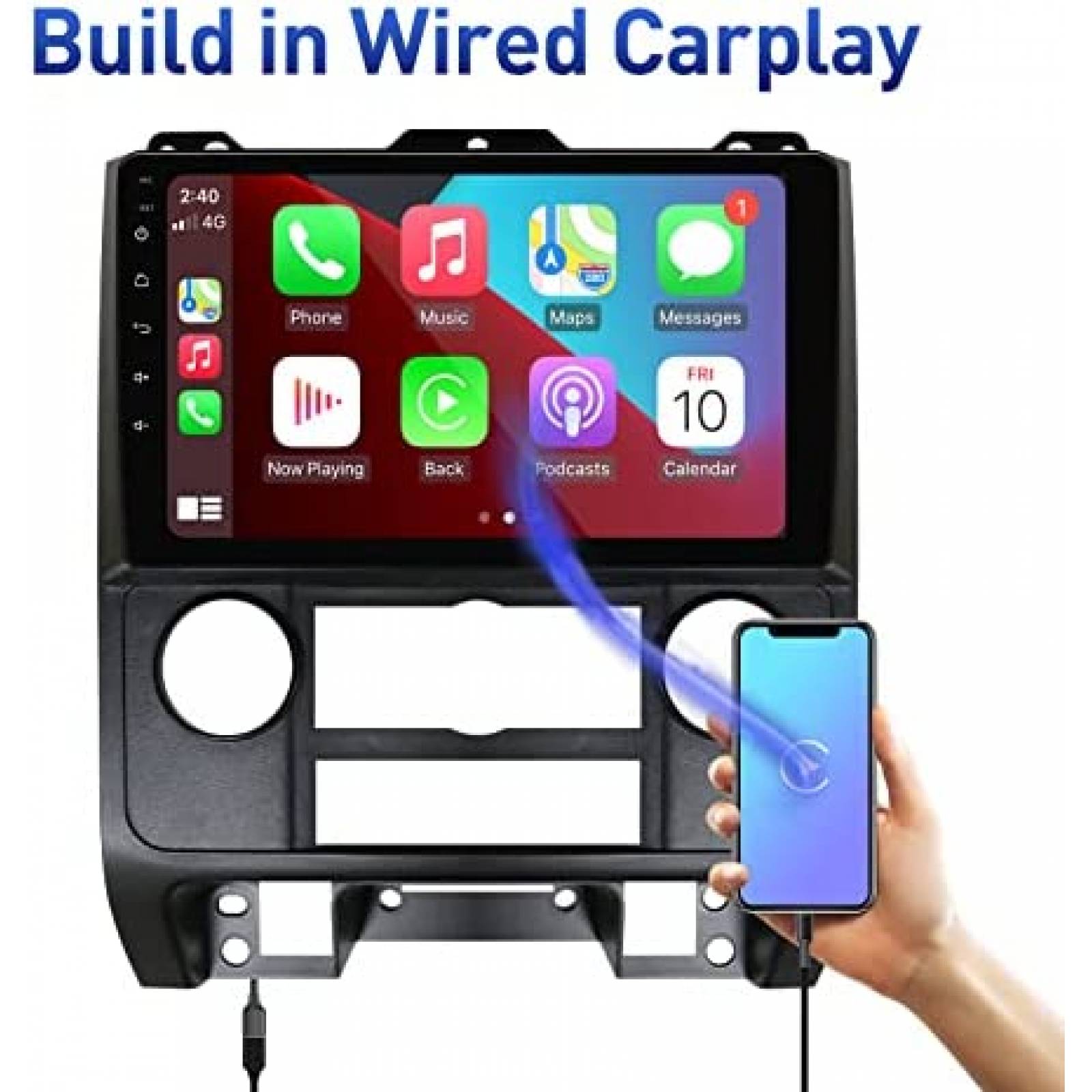 Estereo Auto YULU Android 10 9'' Touch + Camara -Negro