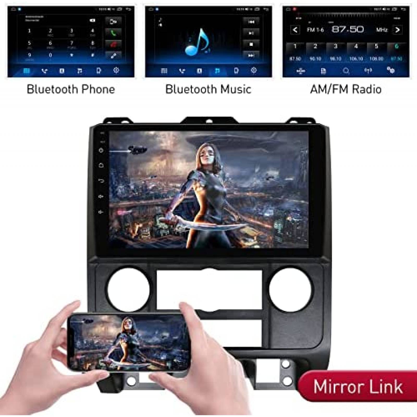 Estereo Auto YULU Android 10 9'' Touch + Camara -Negro