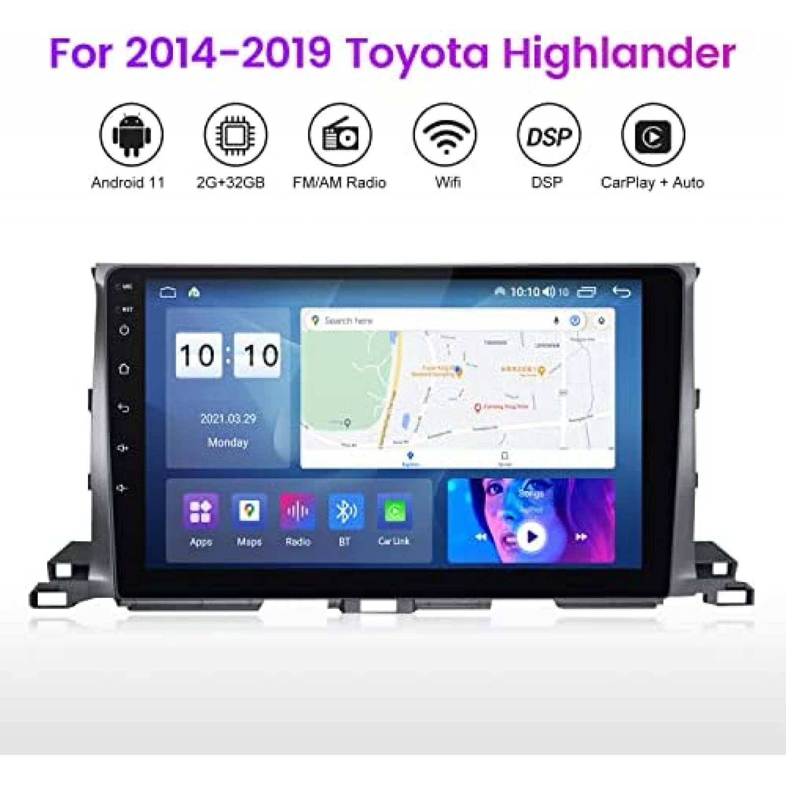 Estereo Auto Fellostar 10'' Highlander 2014 - 2019 Wifi GPS