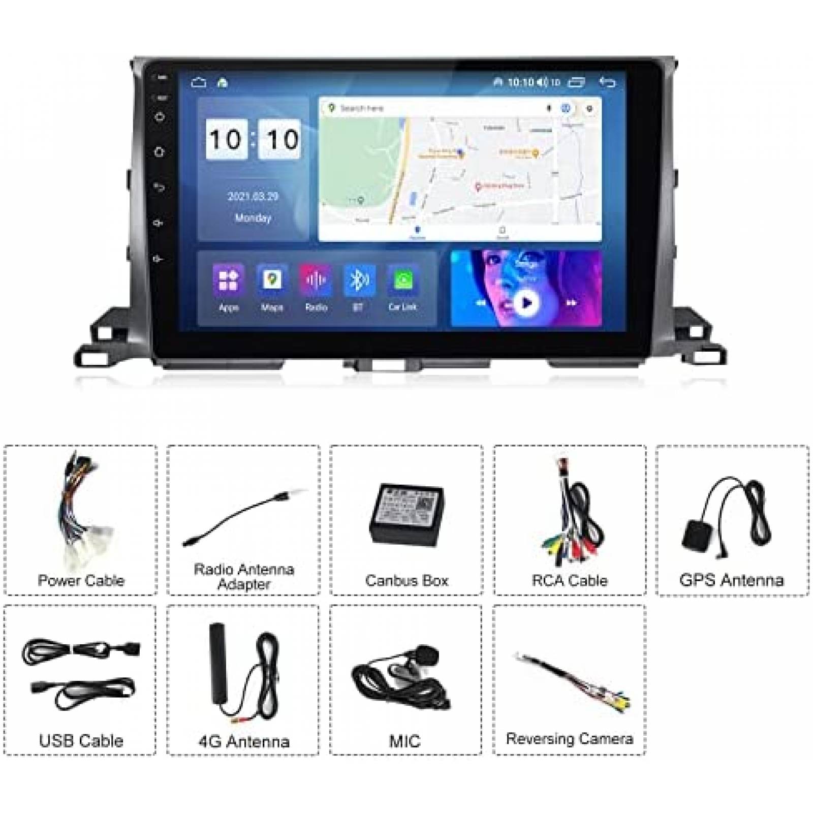 Estereo Auto Fellostar 10'' Highlander 2014 - 2019 Wifi GPS