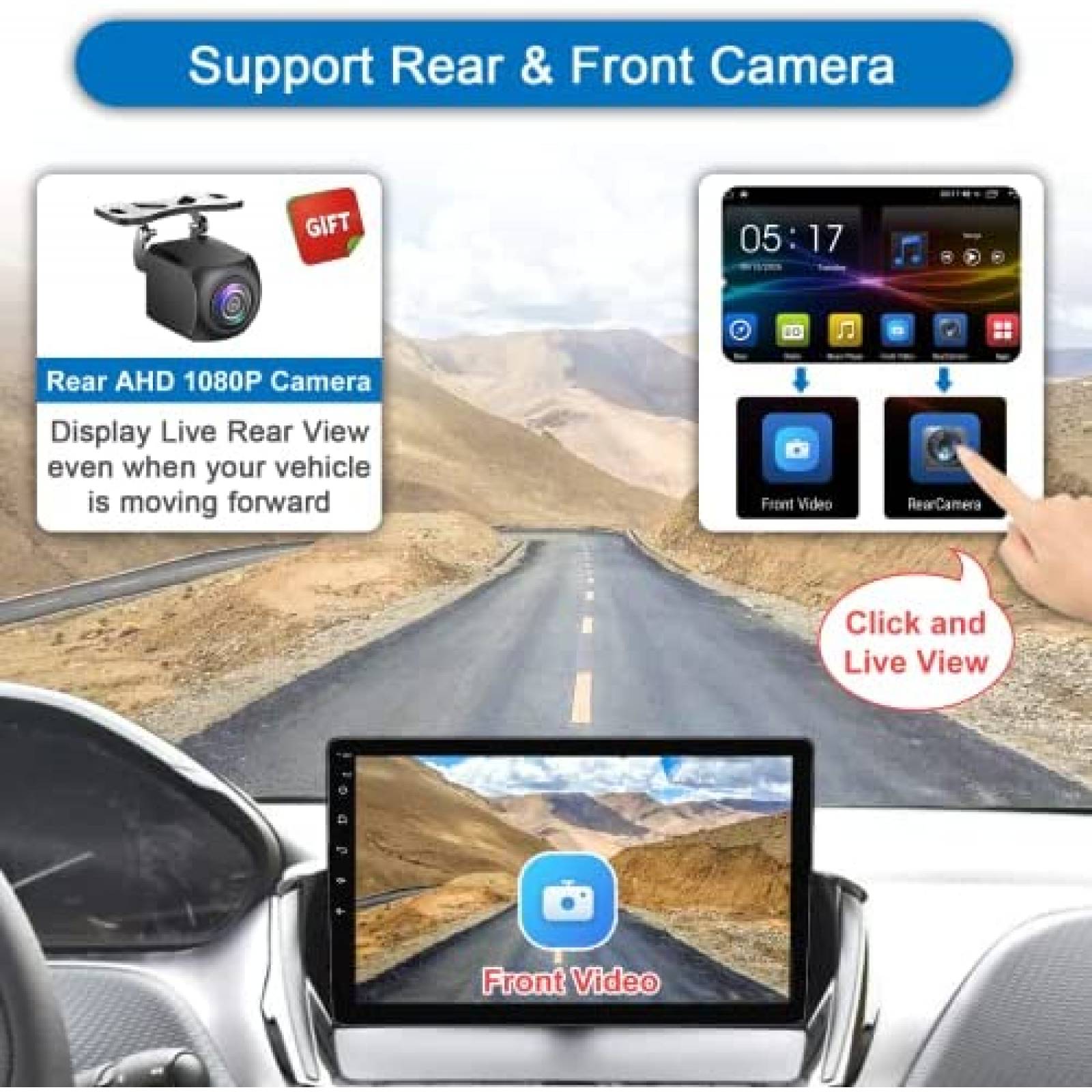 Estereo para Auto LEROAADZ 10" Tactil con Camara Trasera