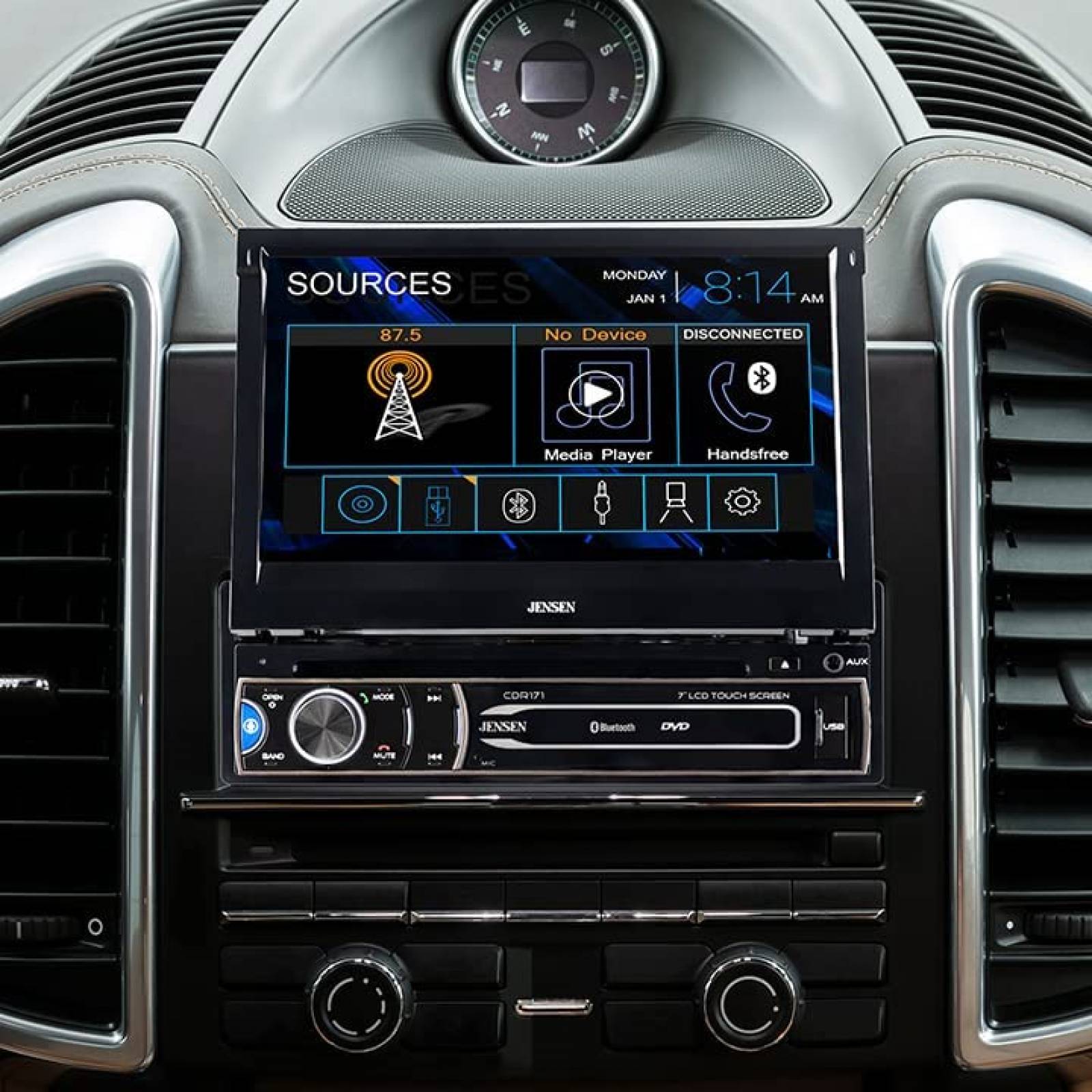 Estereo De Coche JENSEN Un Din Bluetooth 7 Pulgadas -Negro