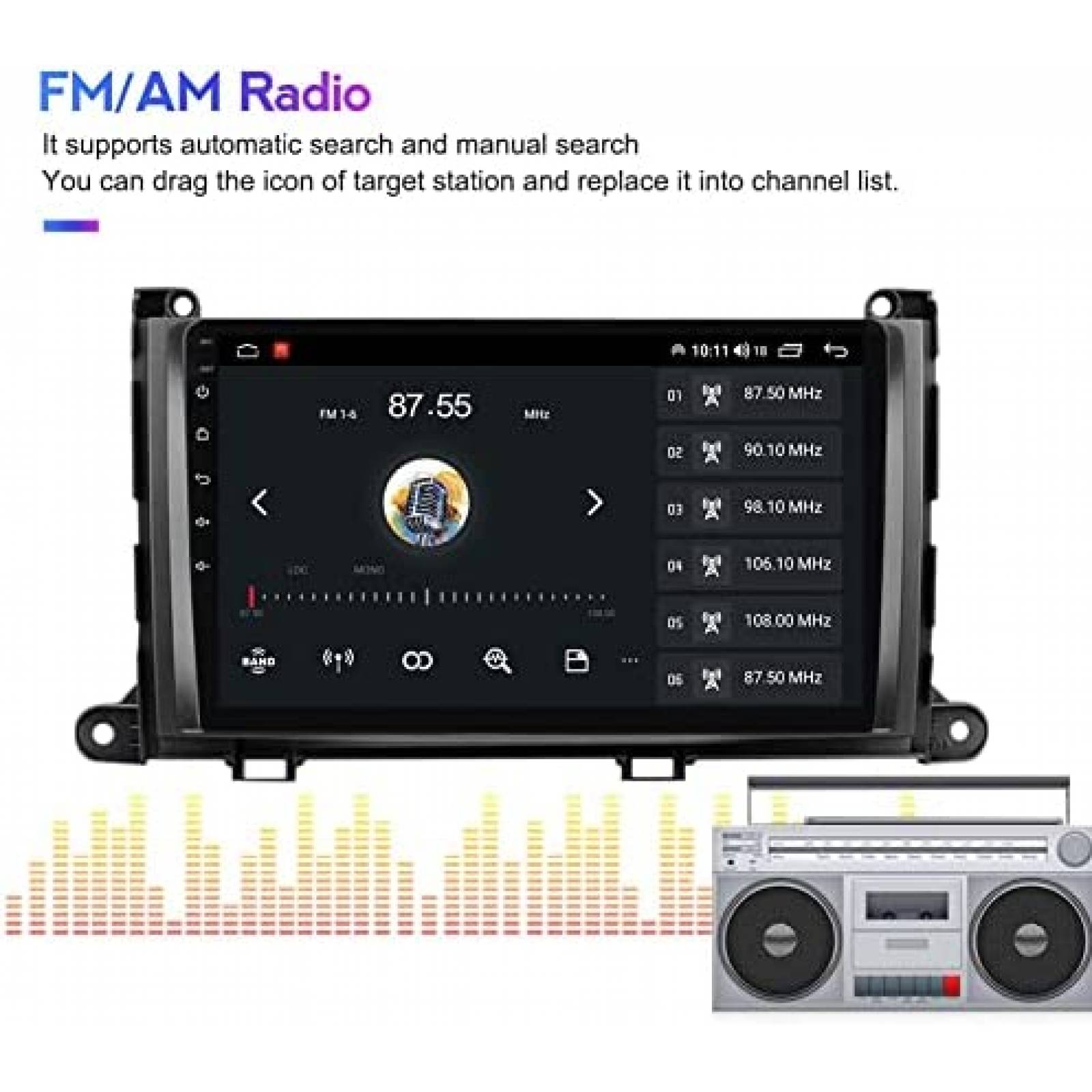 Estereo para Auto Biorunn Navegacion GPS para Toyota Sienna