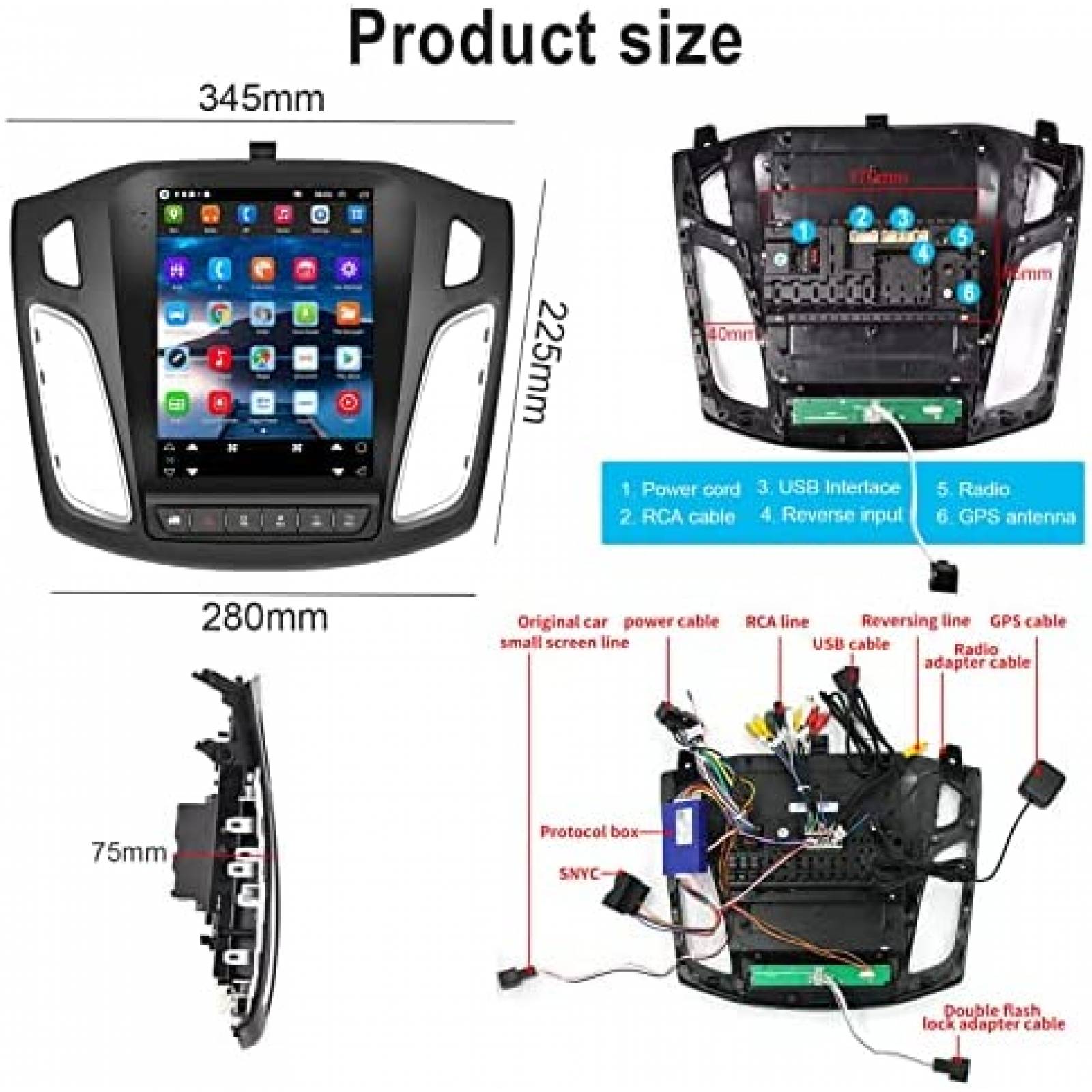Estereo para Auto Roinvou Tactil GPS para Ford Focus 2012 13