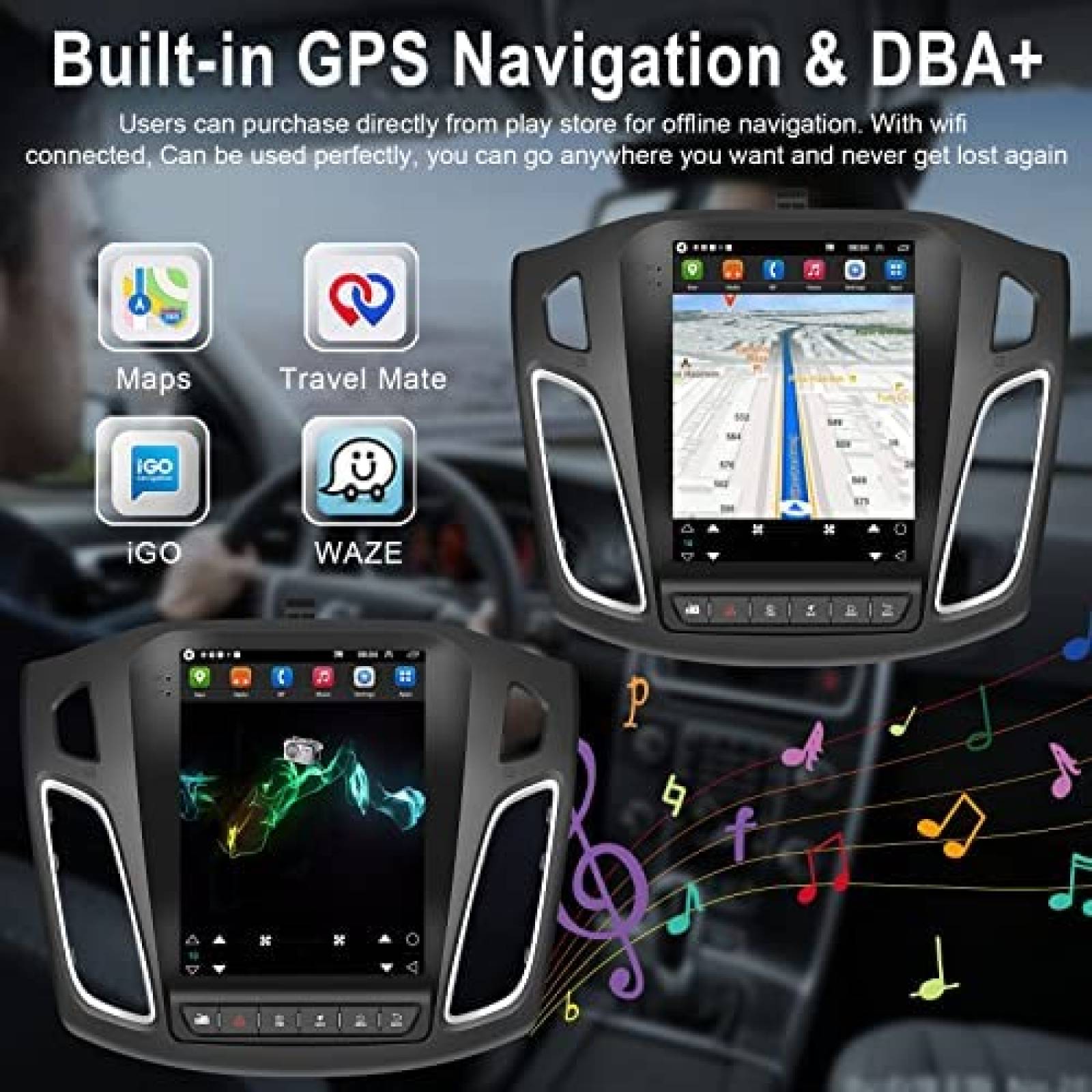 Estereo para Auto Roinvou Tactil GPS para Ford Focus 2012 13