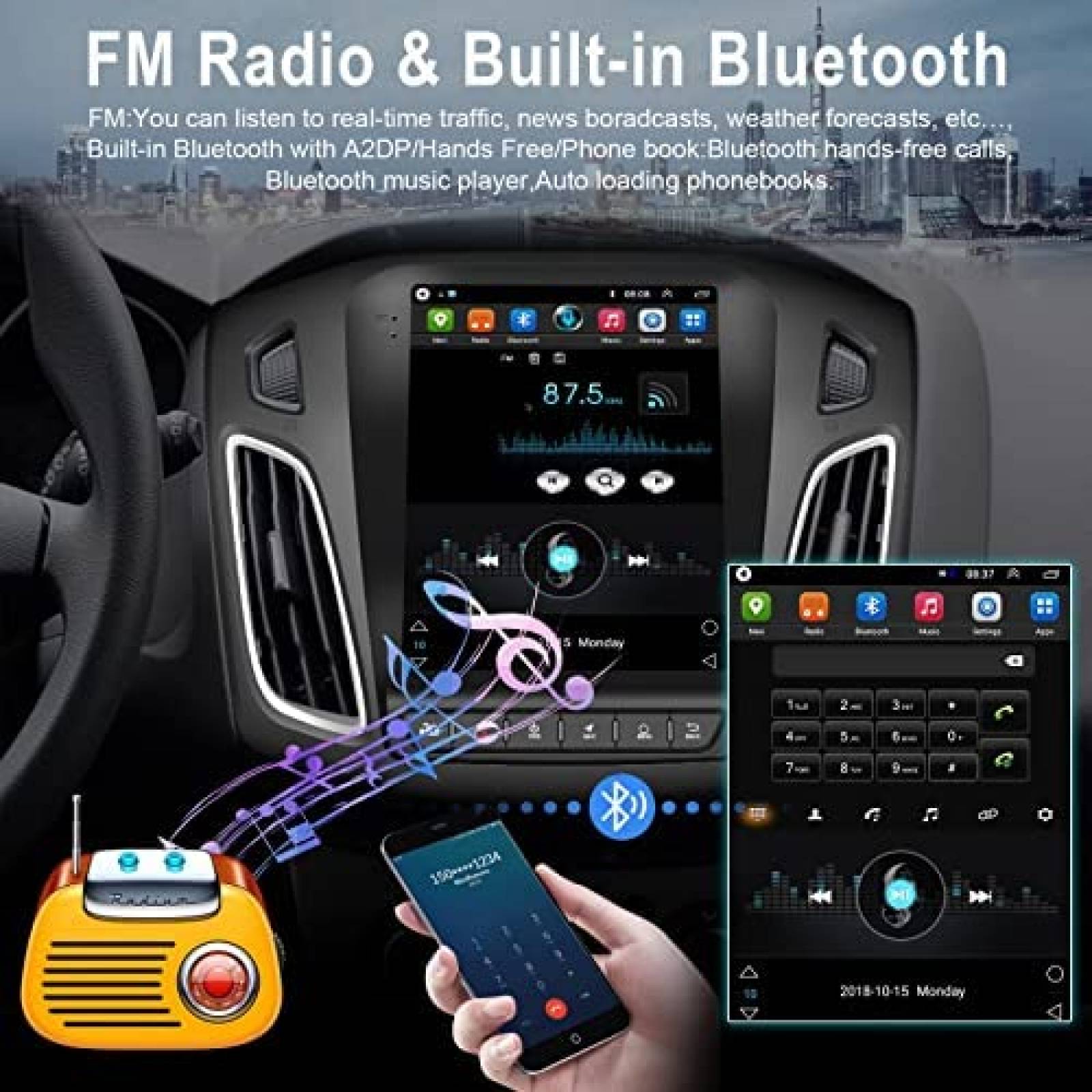 Estereo para Auto Roinvou Tactil GPS para Ford Focus 2012 13