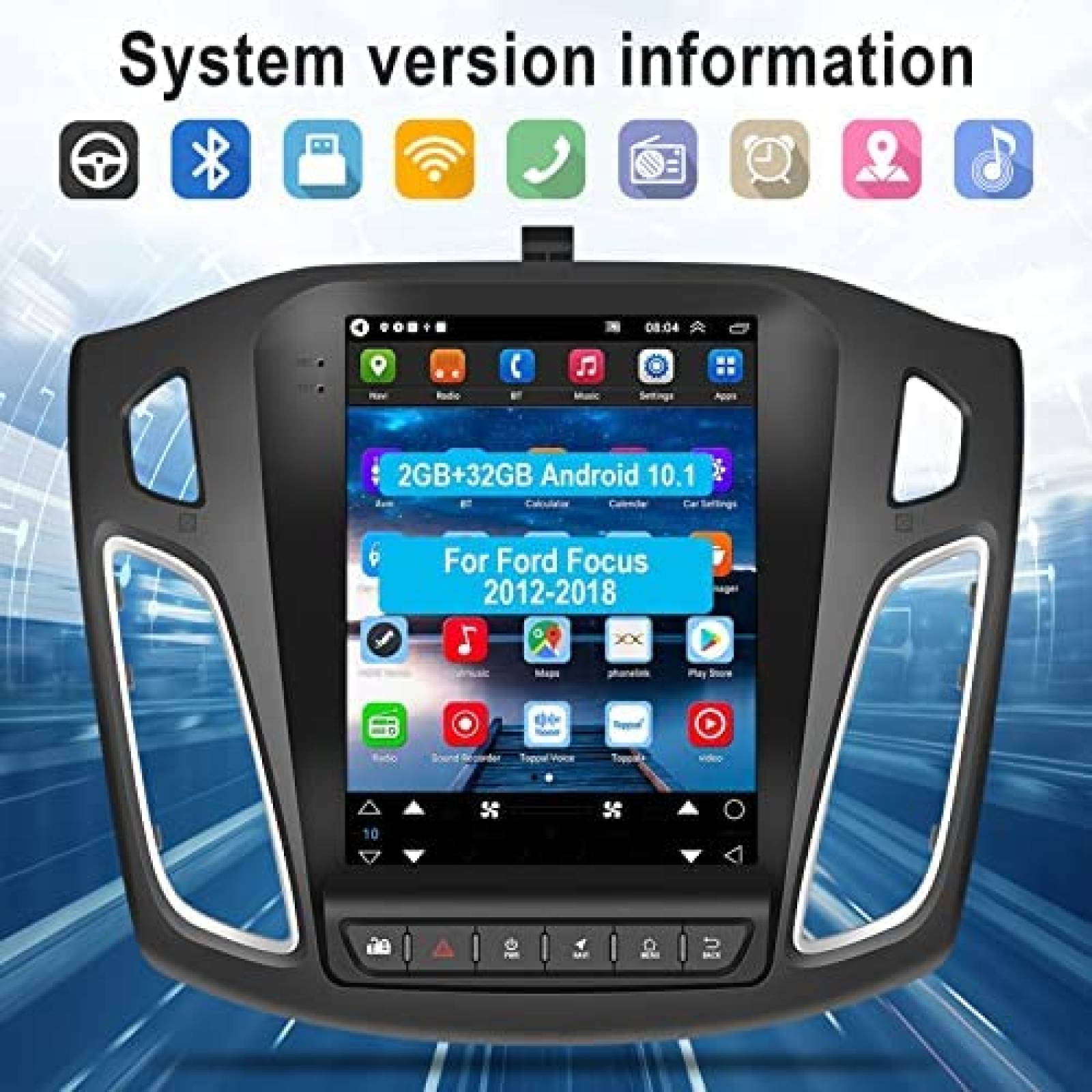 Estereo para Auto Roinvou Tactil GPS para Ford Focus 2012 13