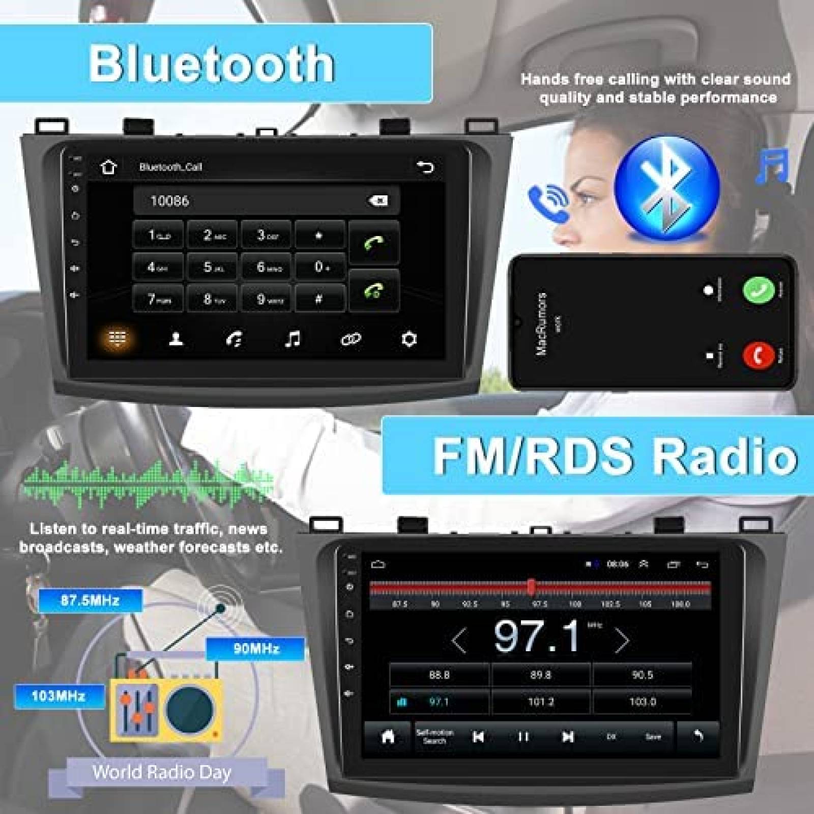 Estereo tactil para Auto CAMECHO 9'' Gps Mazda 6 2007-2012