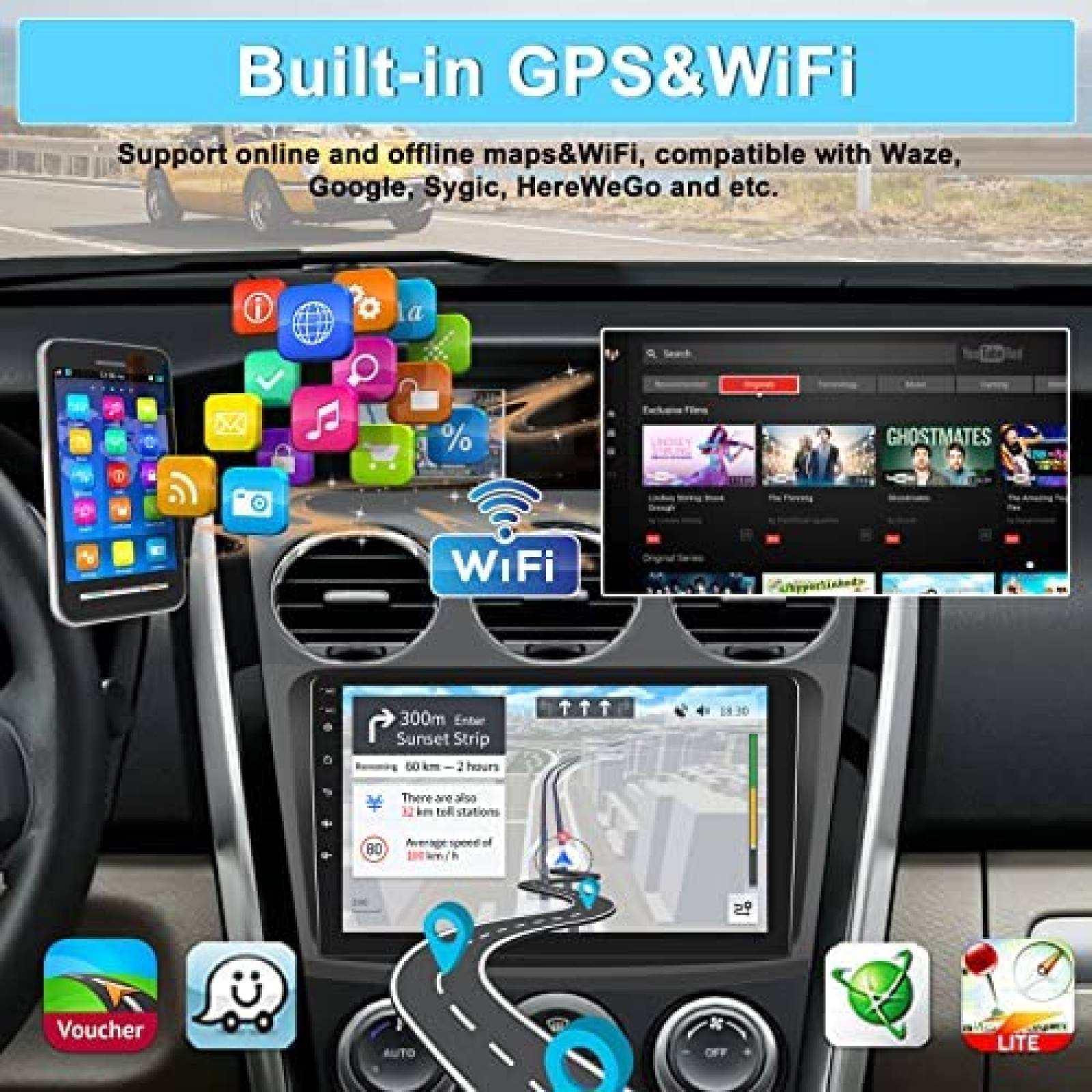 Estereo tactil para Auto CAMECHO 9'' Gps Mazda 6 2007-2012